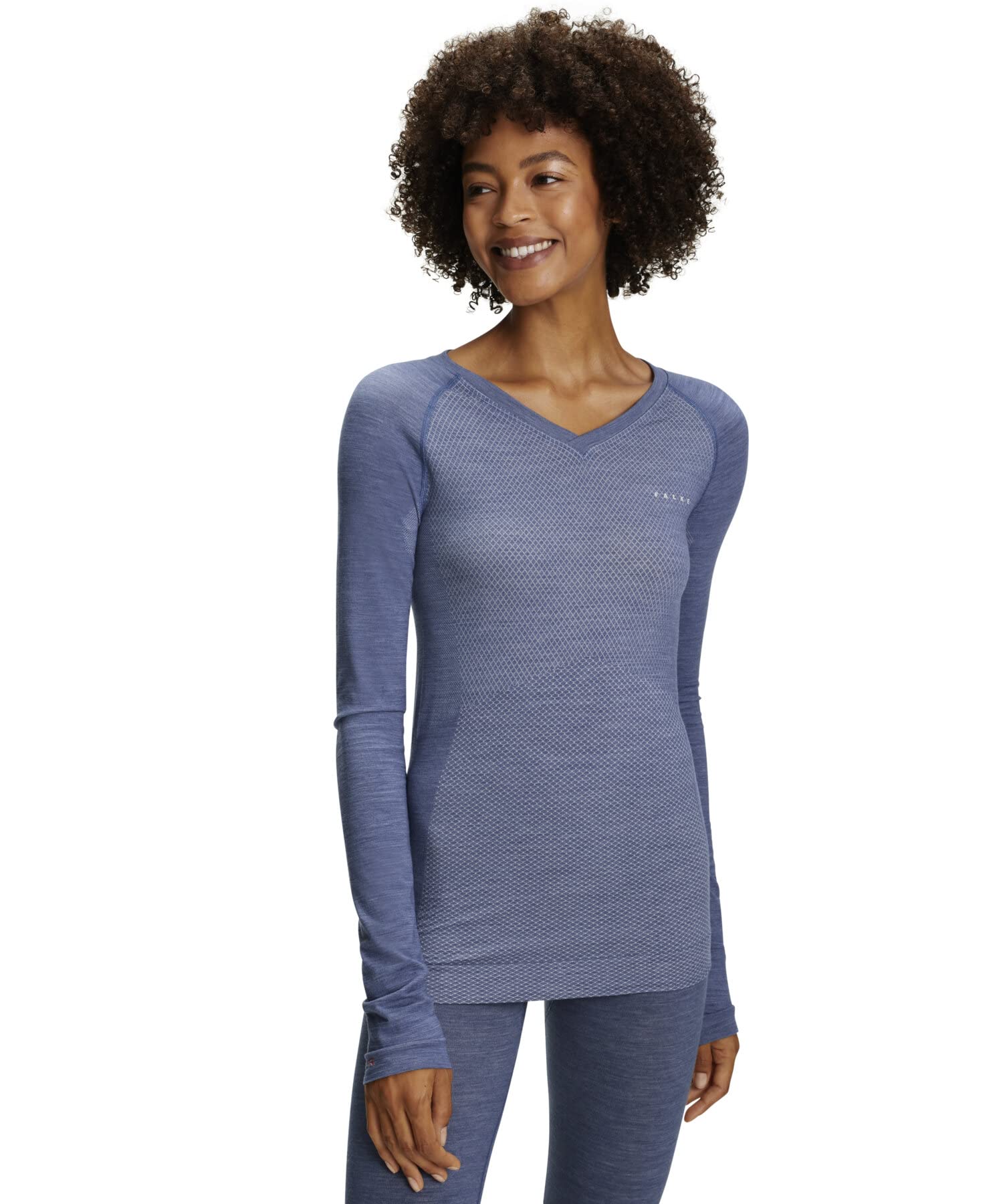 FALKE Damen Wool-Tech Light V Neck Funktionsshirt Langarm warme und kalte Temperaturen Funktionsunterwäsche atmungsaktive klimaregulierende geruchshemmende Wolle Funktionsmaterial 1 Stück