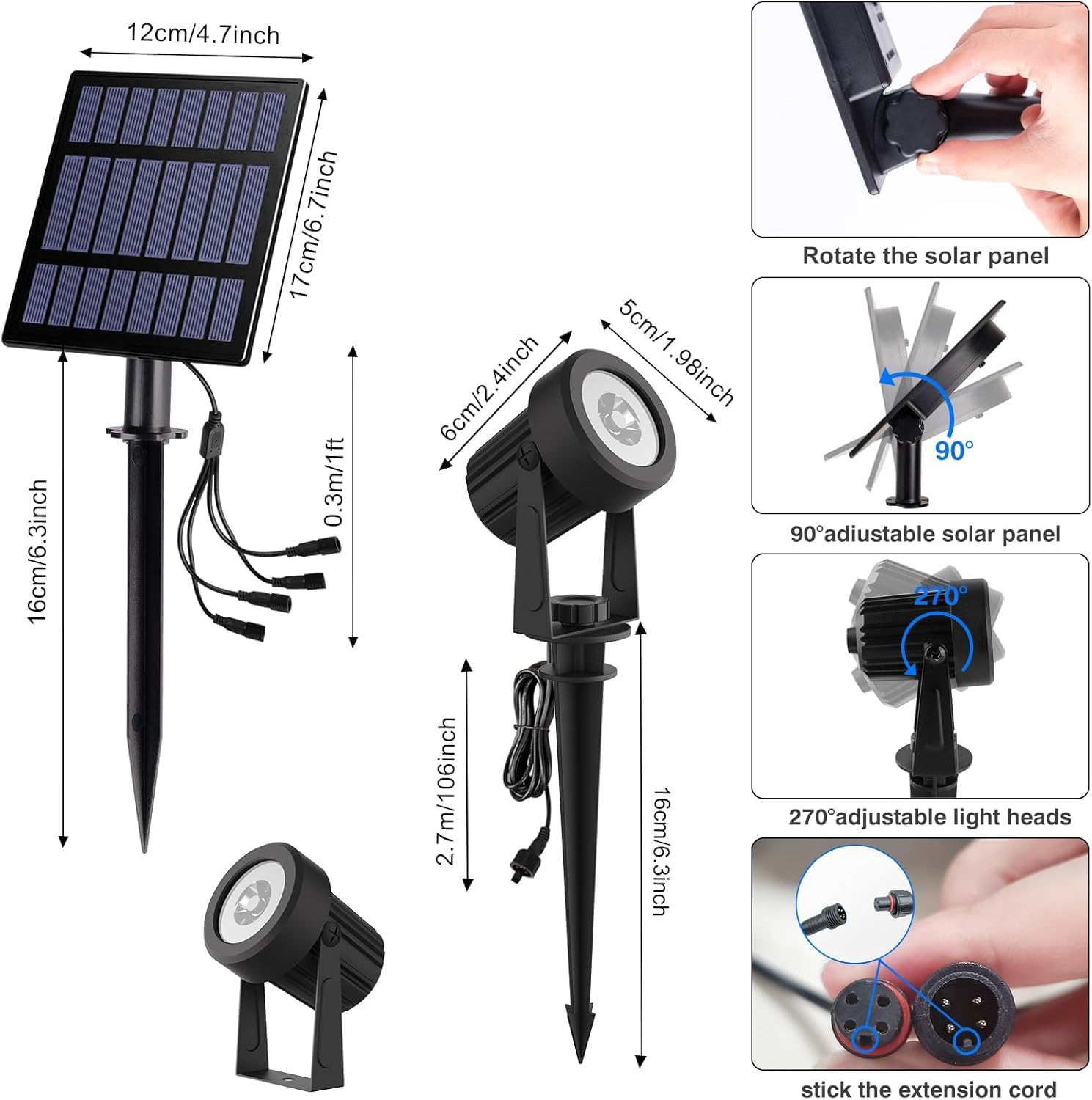 Led Solar Spotlights Outdoor Zonne-verlichting Wat... - Grandado Led Solar Spotlights Outdoor Zonne-verlichting Wat... - Grandado