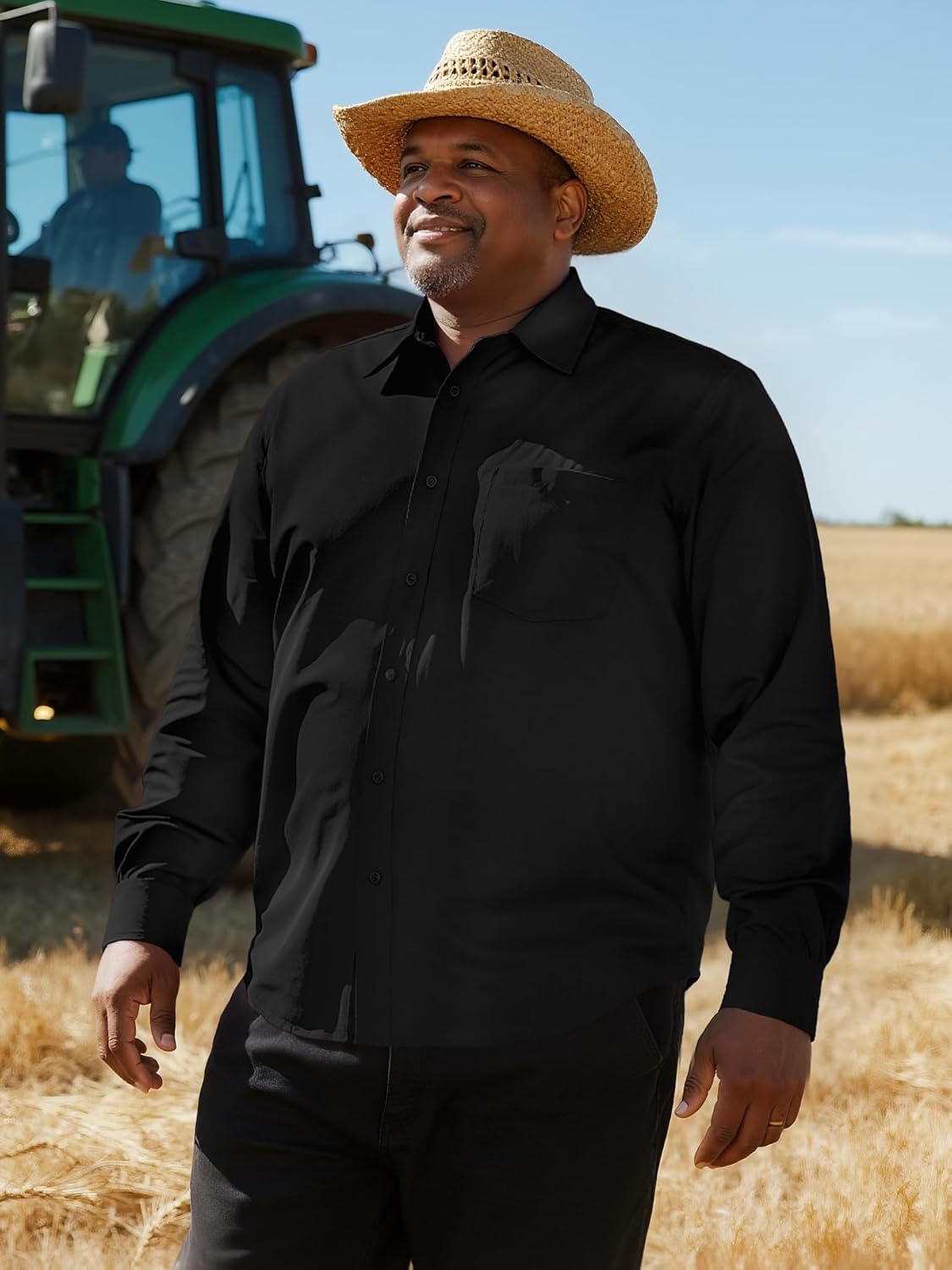 Big and Tall Shirts for Men, Long Sleeve Casual Dress Shirts Button Down with Pocket for Business,Travel,Daily Wear - Image 5