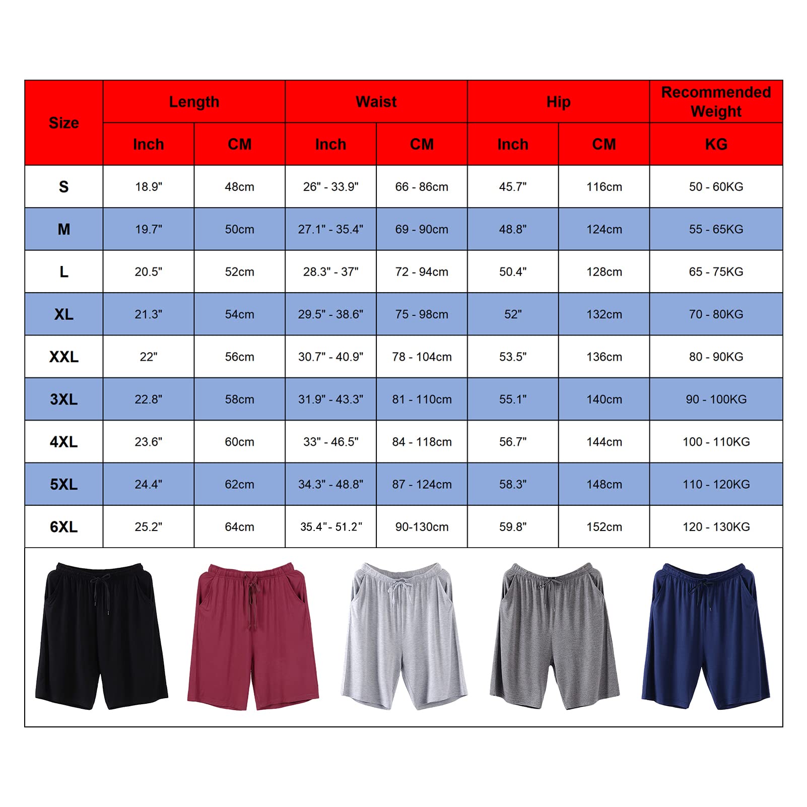Hombre Tallas Grandes Pack de 2 Pantalones Cortos de Pijama Elástico Ligero Pantalones Cortos para Dormir en Casa con Bolsillos S-6XL
