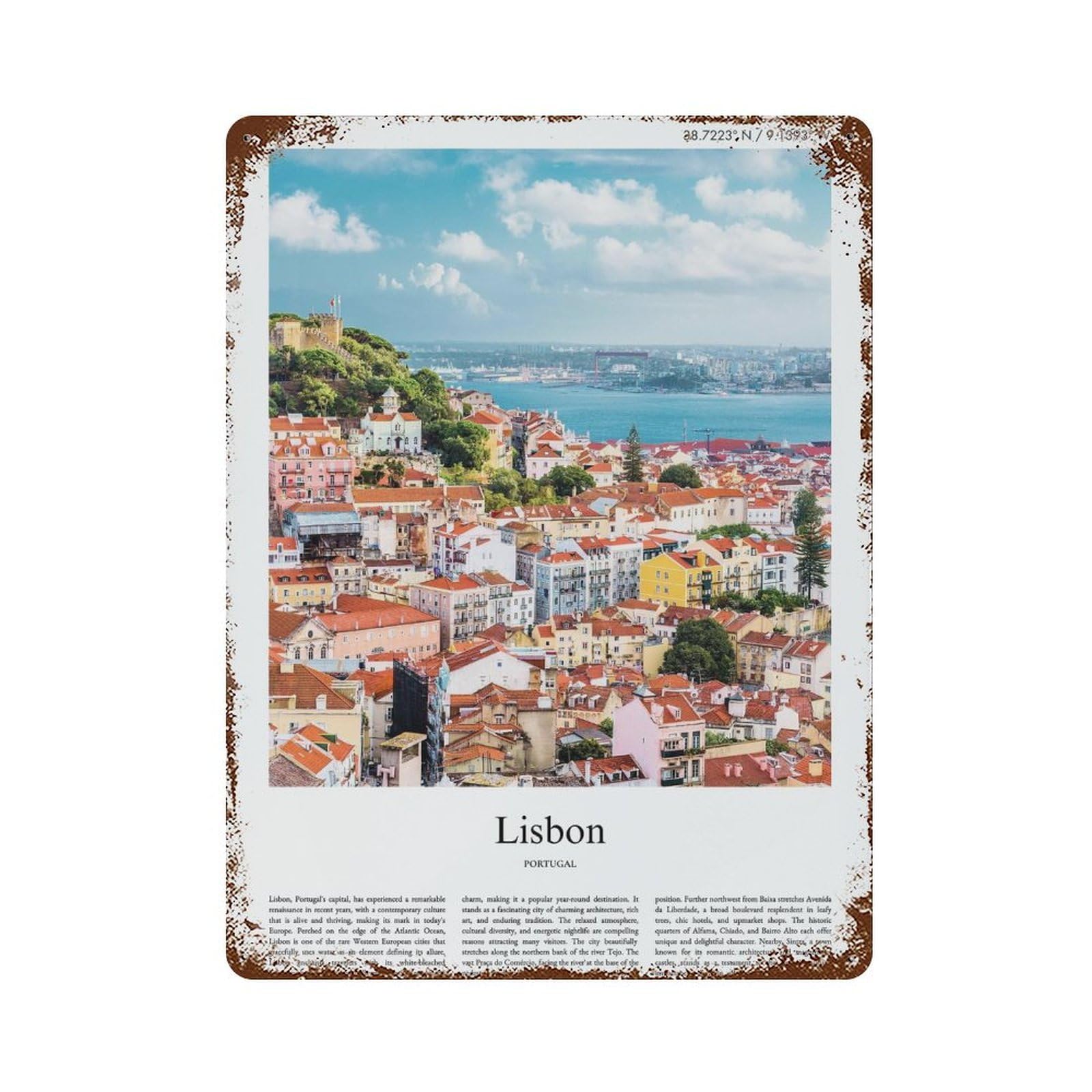 xiaoxiaoshen Lisbon Portugal City Scenery Wall Decor Art Metal Tin Poster Modern Home Decor Art Home Bar Shop Decorations Vintage Sign 40x30cm