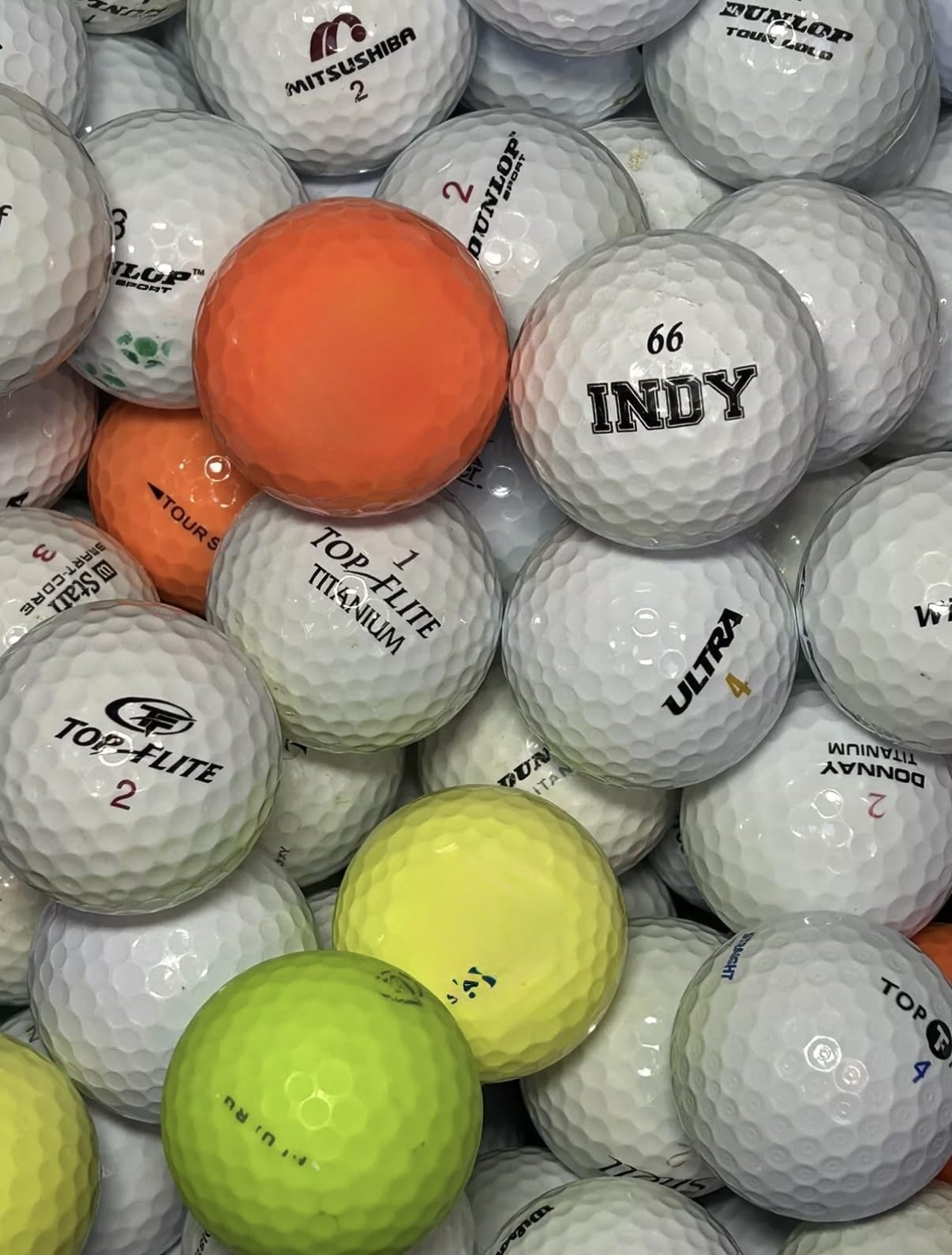 Iron Lake Balls Ltd Golf Balls Mixed Grade Dunlop, Top Flight, Pinnacle, Budget Golf Gift For Men, B Grade Golf Ball (USED not new) - 12,32,48,72,100 Pack Balls (12 Ball)