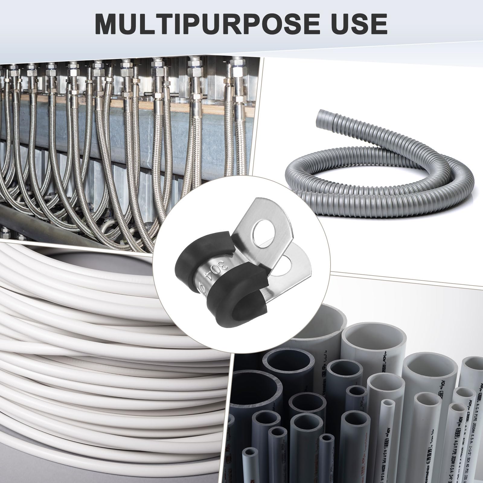 M METERXITY 25-Pack Cable Clamps, 9/16 Inch/ 14 Mm 304 Stainless Steel