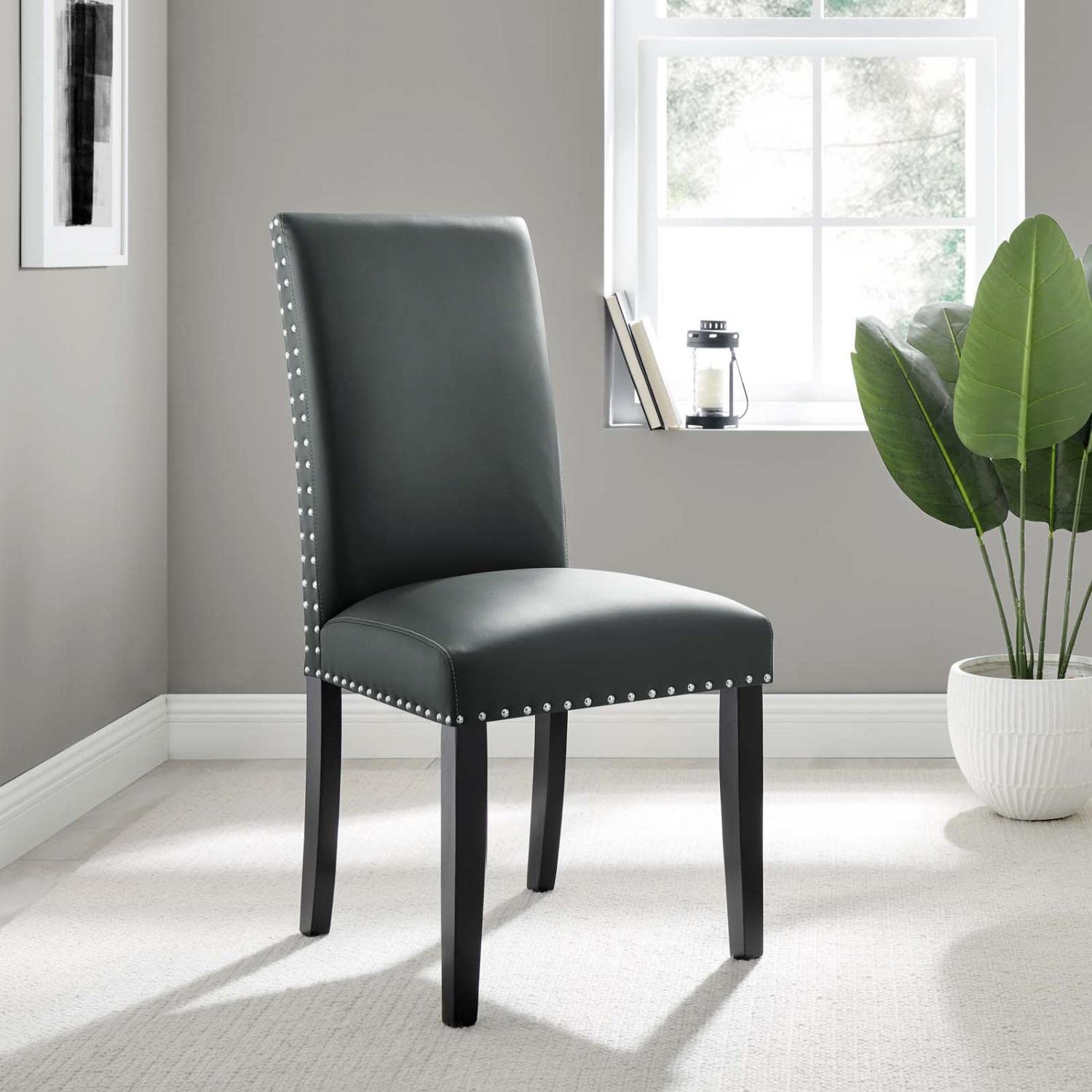 Parcel Dining - Silla auxiliar de piel sintética en color gris 3