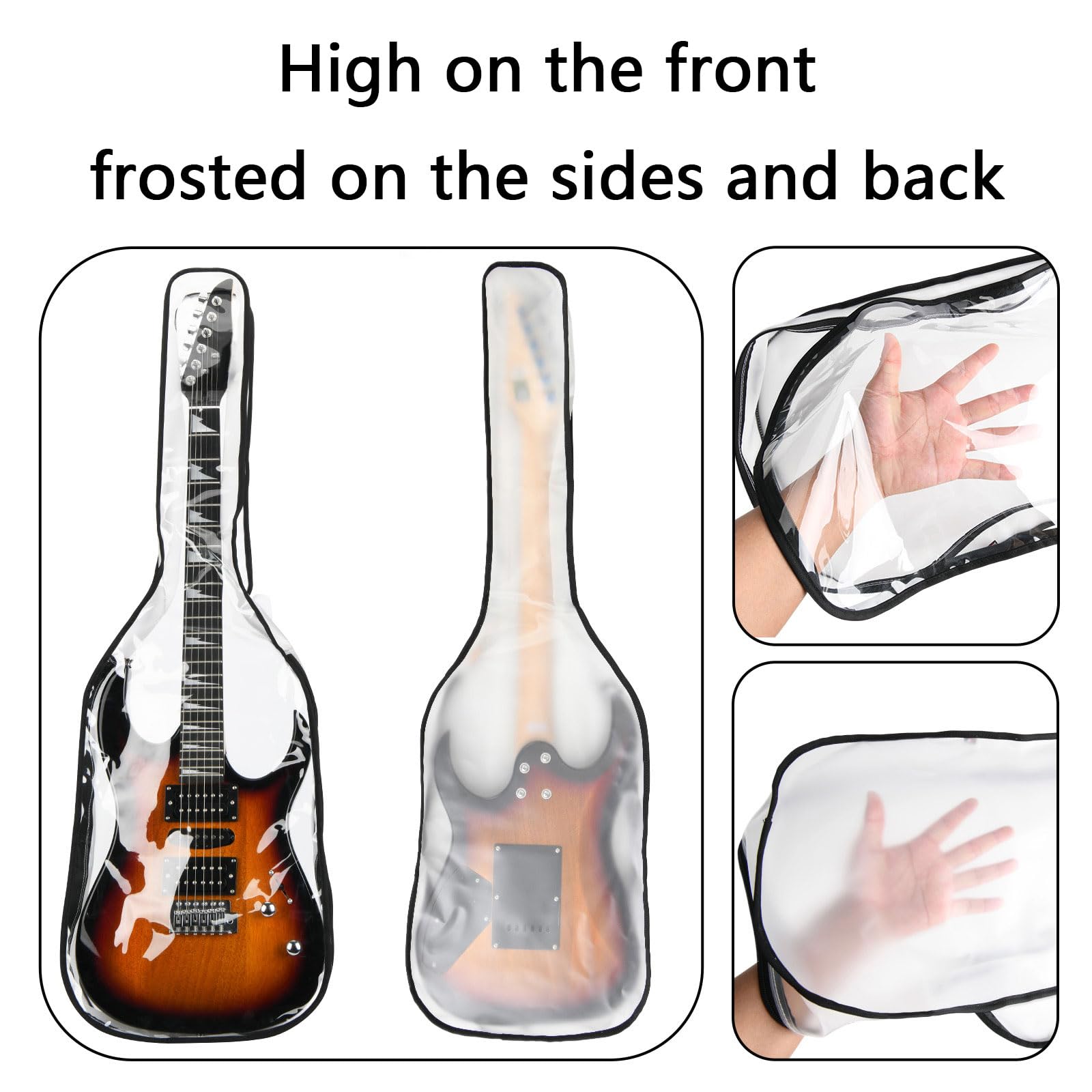 Pokrowiec ochronny na gitarę elektryczną 90 cm przezroczysty pokrowiec TPU z podwójnym zamkiem błyskawicznym miękka torba na gitary akustyczne pokrowiec ochronny TPU futerał na gitarę z