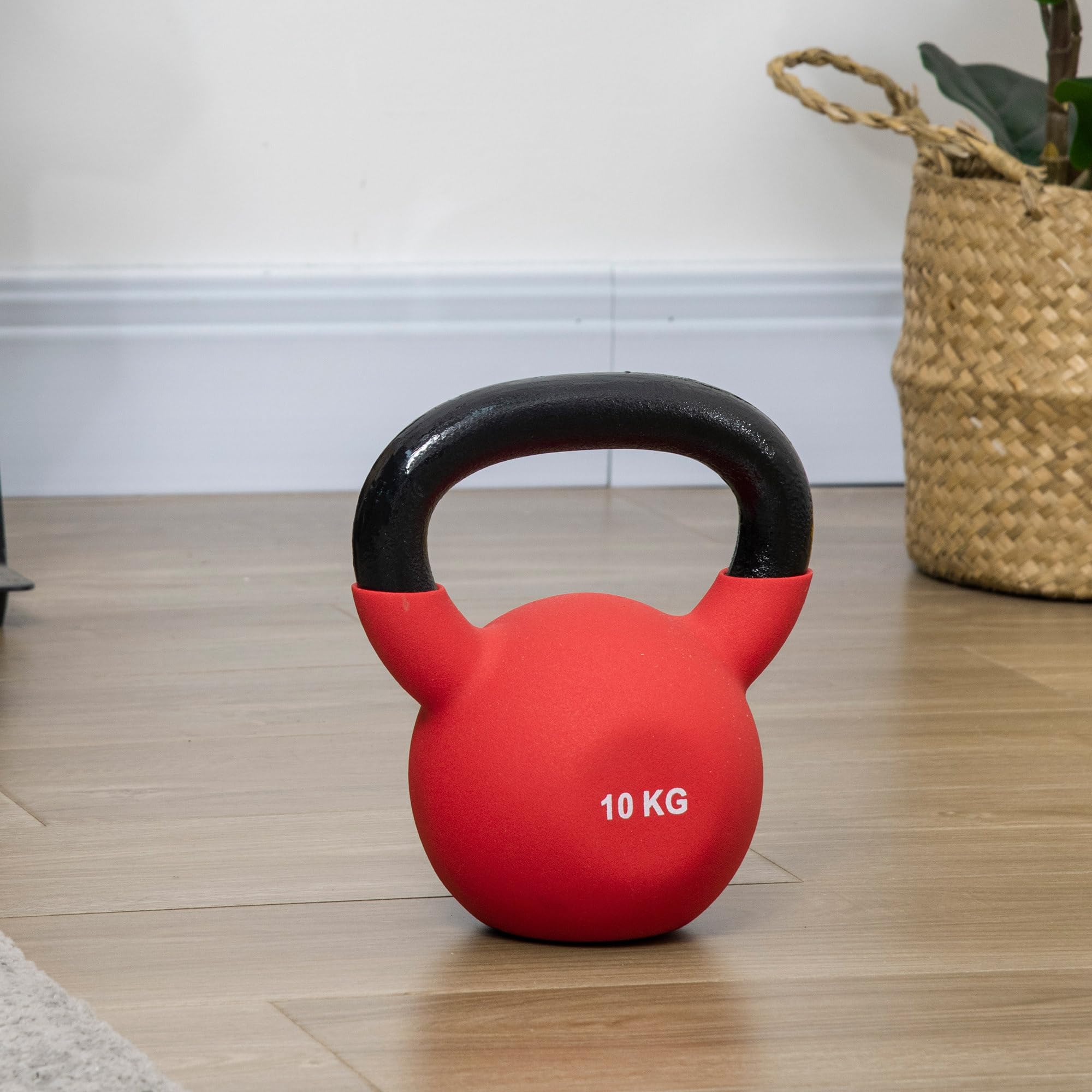 Kettlebell HOMCOM Da 8 Kg In Ghisa Con Rivestimento In Neoprene – Impugnatura Larga, Base Piatta, Per Braccia, Spalle E Allenamento Full Body