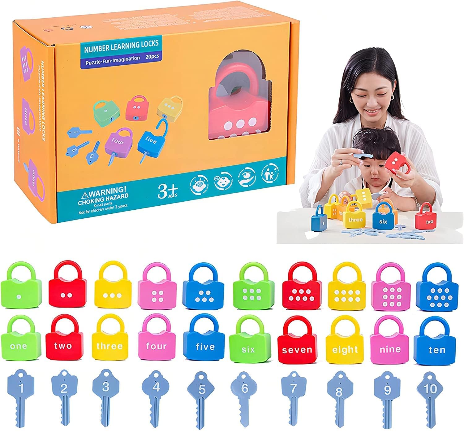 ALEYHA 10Pcs Kids Learning Locks Toys with Key, Lock Toys for Toddlers