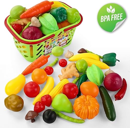 Miniatura 4 de Juego de 38 juguetes de plástico para frutas y verduras, juego de juguetes educativos para niños