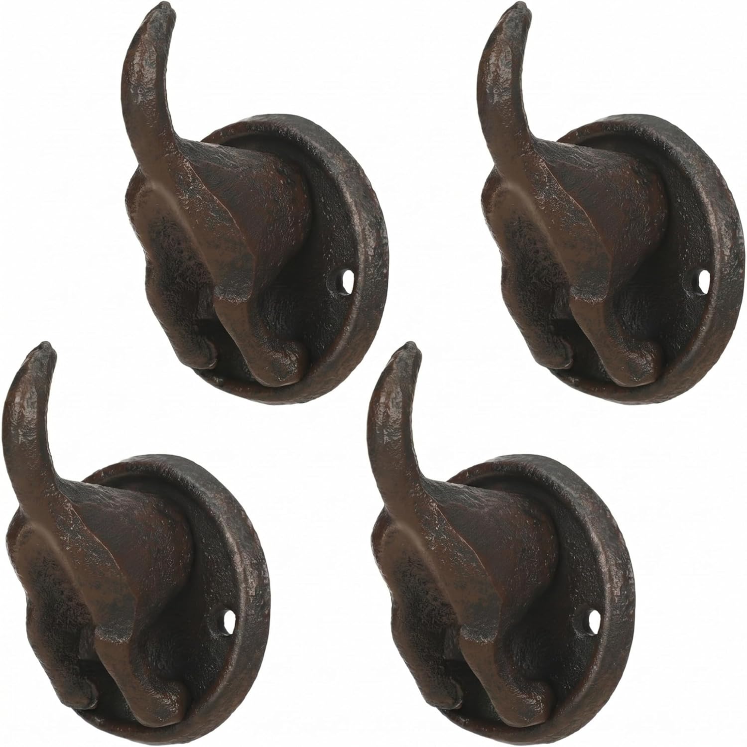 Silkfly 4 Pack 100% Cast Iron Dog Tail Hooks for Wall Mount Dog Leash Holder Heavy Duty Key Coat Decorative Wall Hooks Hanger for Dogs Lovers Stylish Storage for Home Entryway Bedroom Office