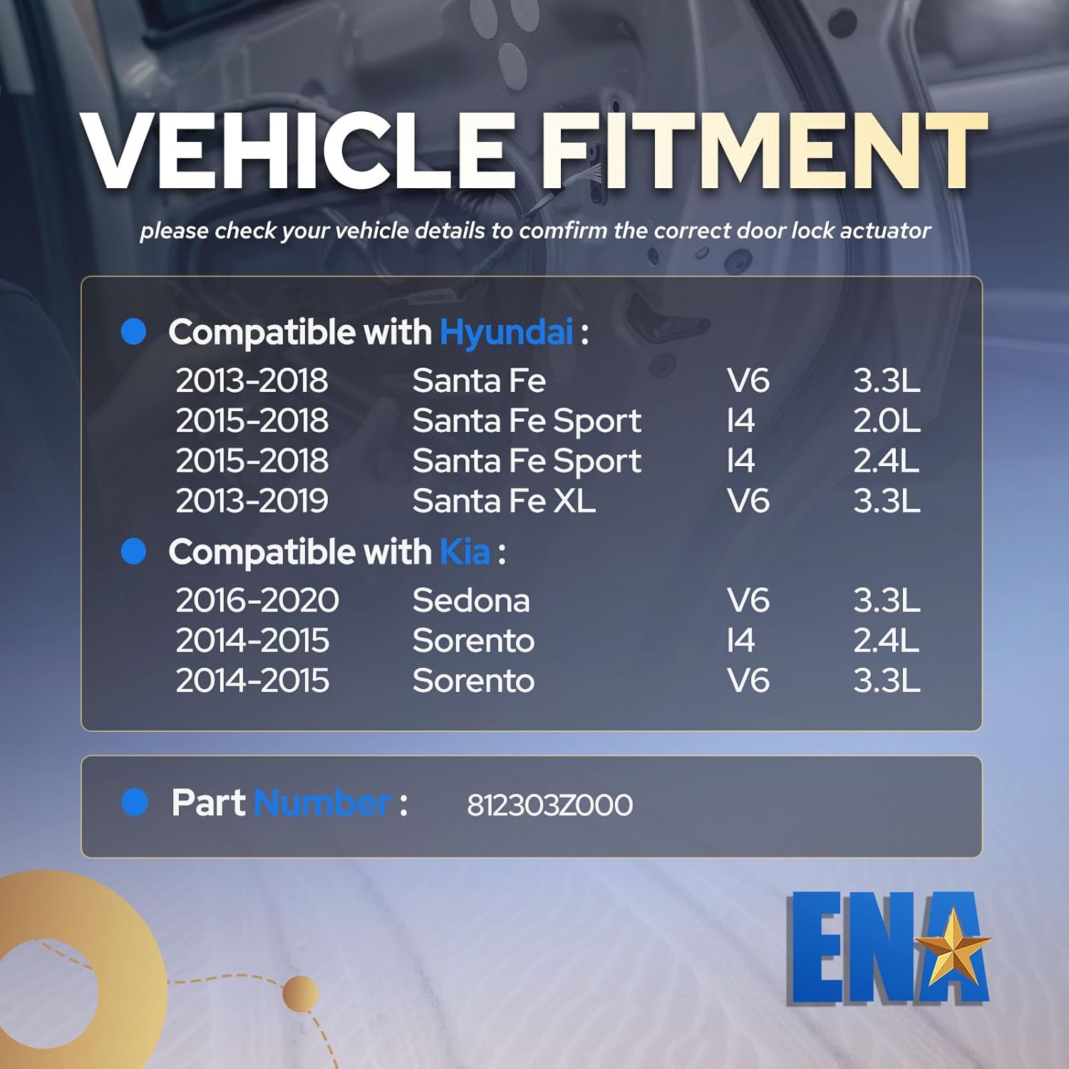 ENA Rear Trunk Latch Tailgate Door Lock Actuator Compatible with Hyundai Santa Fe Sport XL Kia Sedona Sorento 2013 2014 2015 2016 2017 2018 2019 Replacement for 812303Z000 81230-3Z000