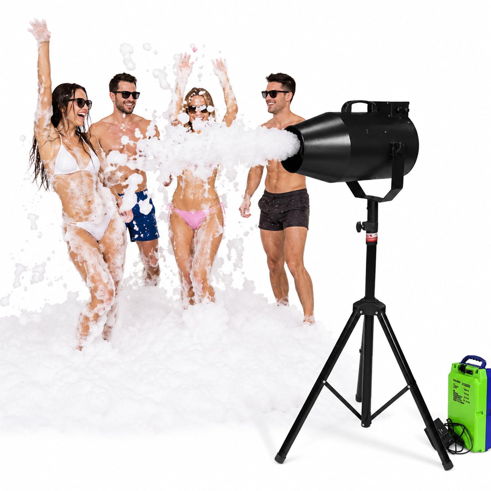 QJJML 1000w Foam Machine Professional Party Foam Cannon, Rechargeable 24v 16000mah Battery Portable Foam Blaster 20㎡ Coverage 2-3m Range For Outdoor Water Park Party Events