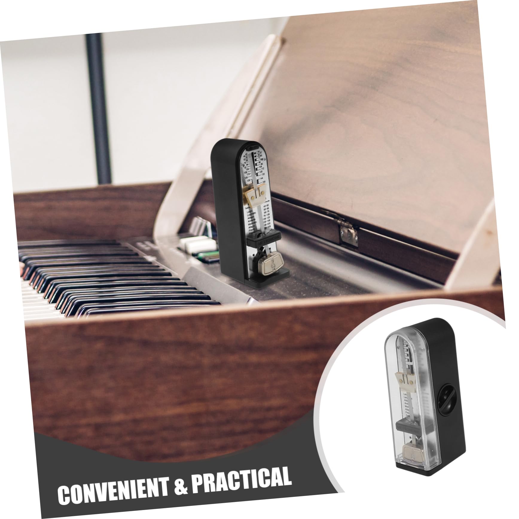 Metrónomo Mecánico Portátil para Piano y Violín, Fabricado en Abs y Metal, Mejora el Ritmo en Estilos Musicales Diversos