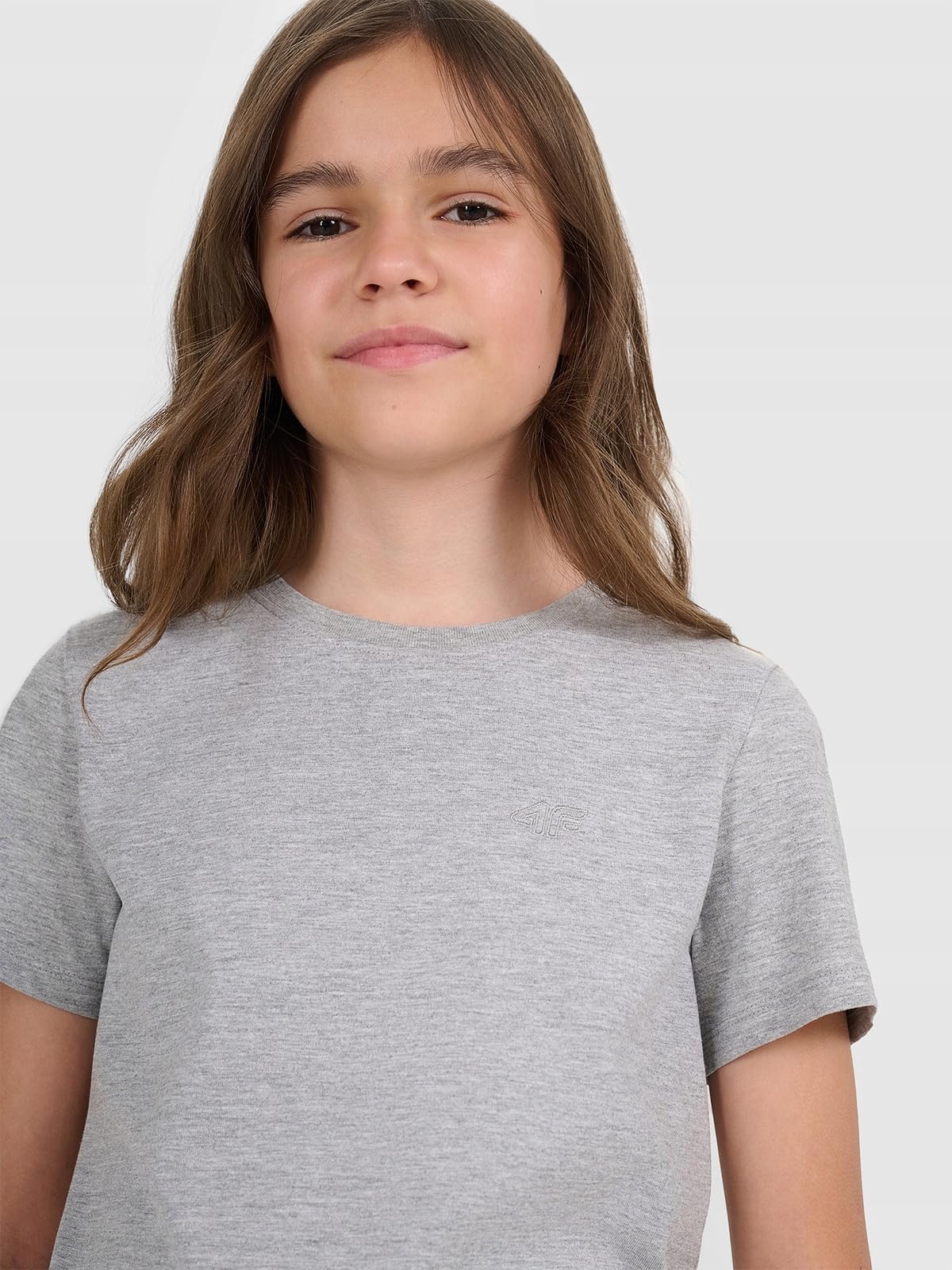 4F T-shirt regular gładki dziewczęcy