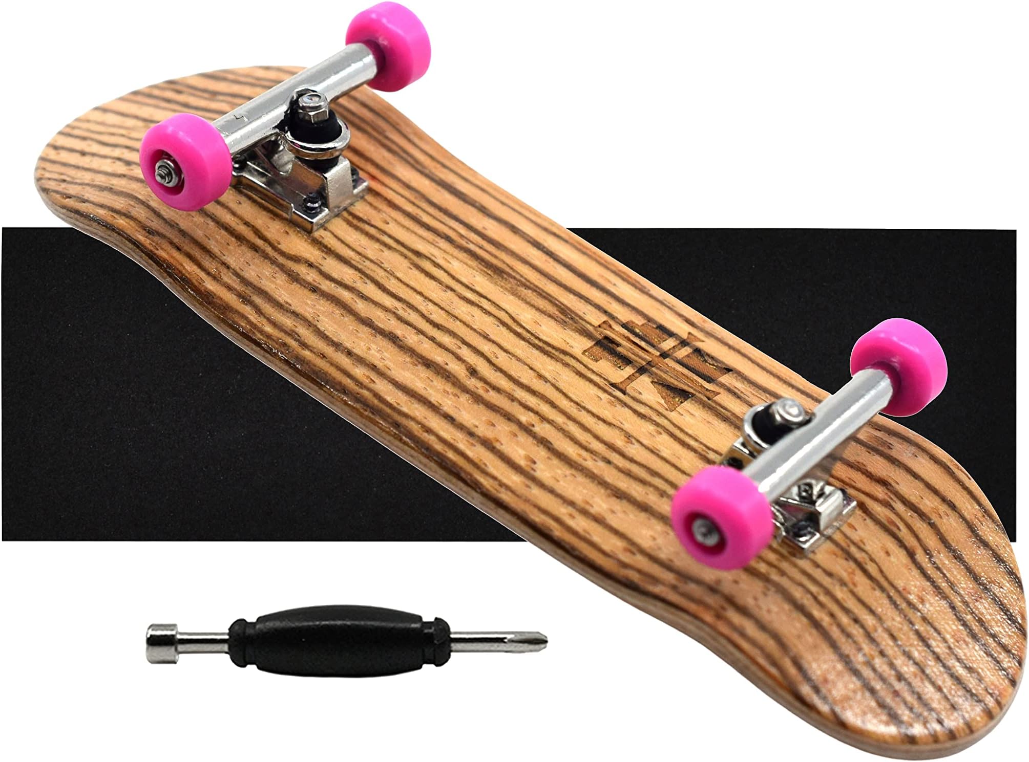 Teak Tuning Prolific Complete 32mm Fingerboard with Prodigy Trucks - Pre-Assembled - Pink Zebra Edition - Upgraded Components, Pro Board Shape and Size, Bearing Wheels, and Locknuts