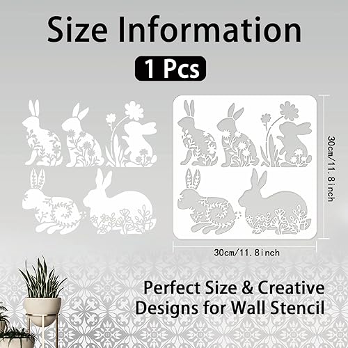 Vista 38 de INFUNLY Plantillas de pared de mandala para pintar paredes reutilizables de azulejos, plantillas de piso de concreto de 12 x 12 pulgadas para pintar