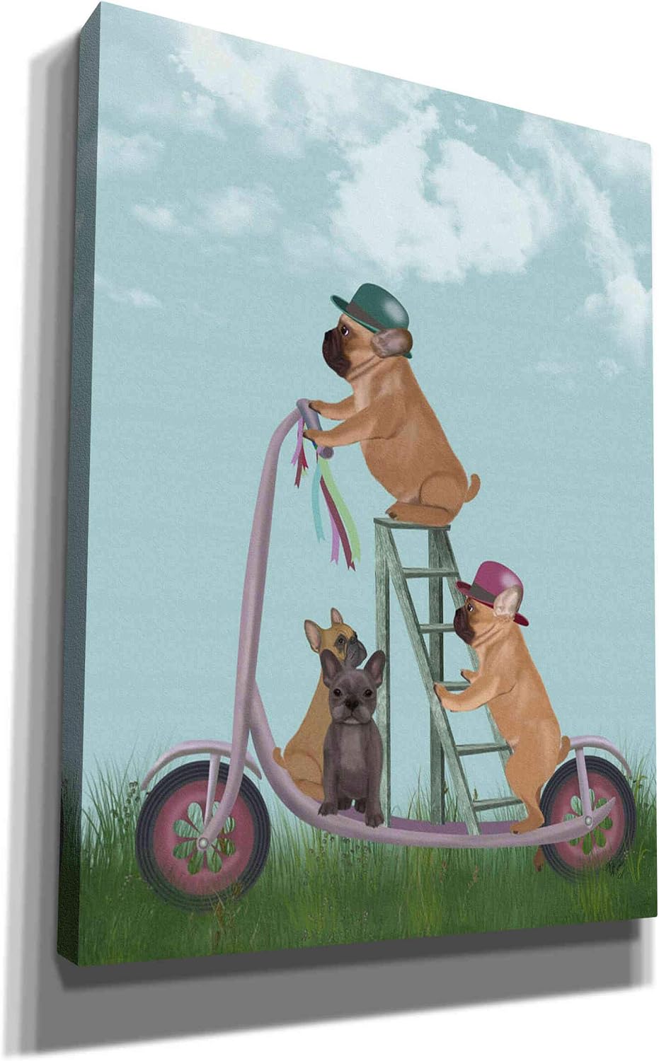 Epic Graffiti 'French Bulldog Scooter' by Fab Funky Canvas Wall Art, 12"x16"