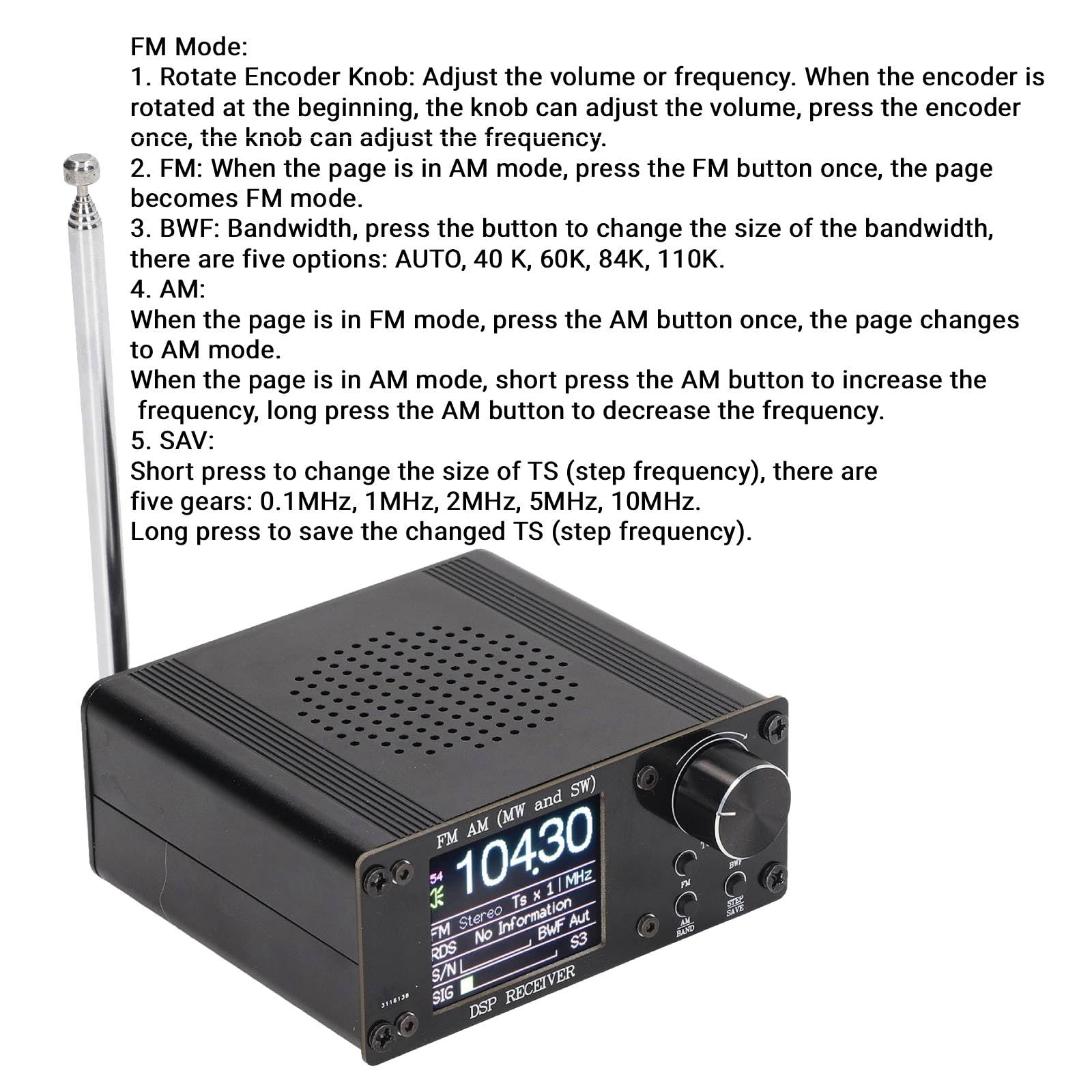 Amazon.co.jp: QANYEGN ラジオ受信機、FM AM受信機、150K～108MHz