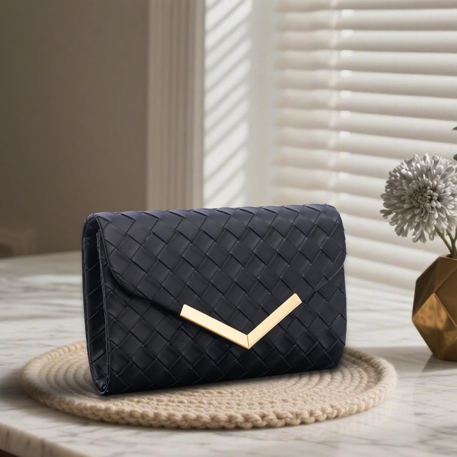 Larcenciel Clutch Purse for Women, Trendy Envelope Evening Handbag Party Bag & Chain for Wedding Prom Cocktail Night Vacation - Image 2