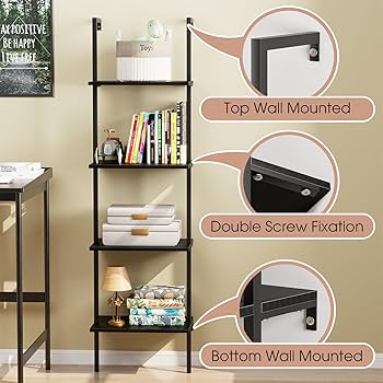 Amazon.com: Ladder Shelf 4 Tiers Metal Industrial Bookshelf