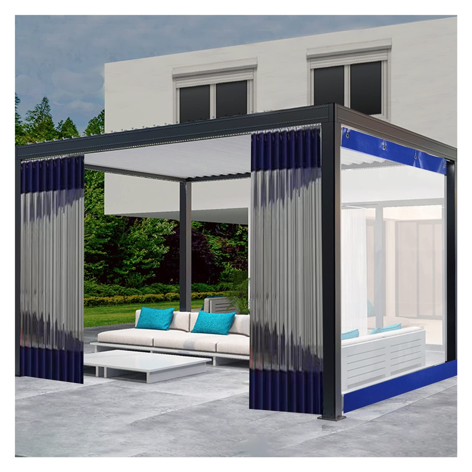 Telo Pergolato Tenda Antipioggia per Balcone Resistente agli Strappi con passacavo Antiruggine per Portico, Lavaggio Auto, Deposito(5x2.5m)