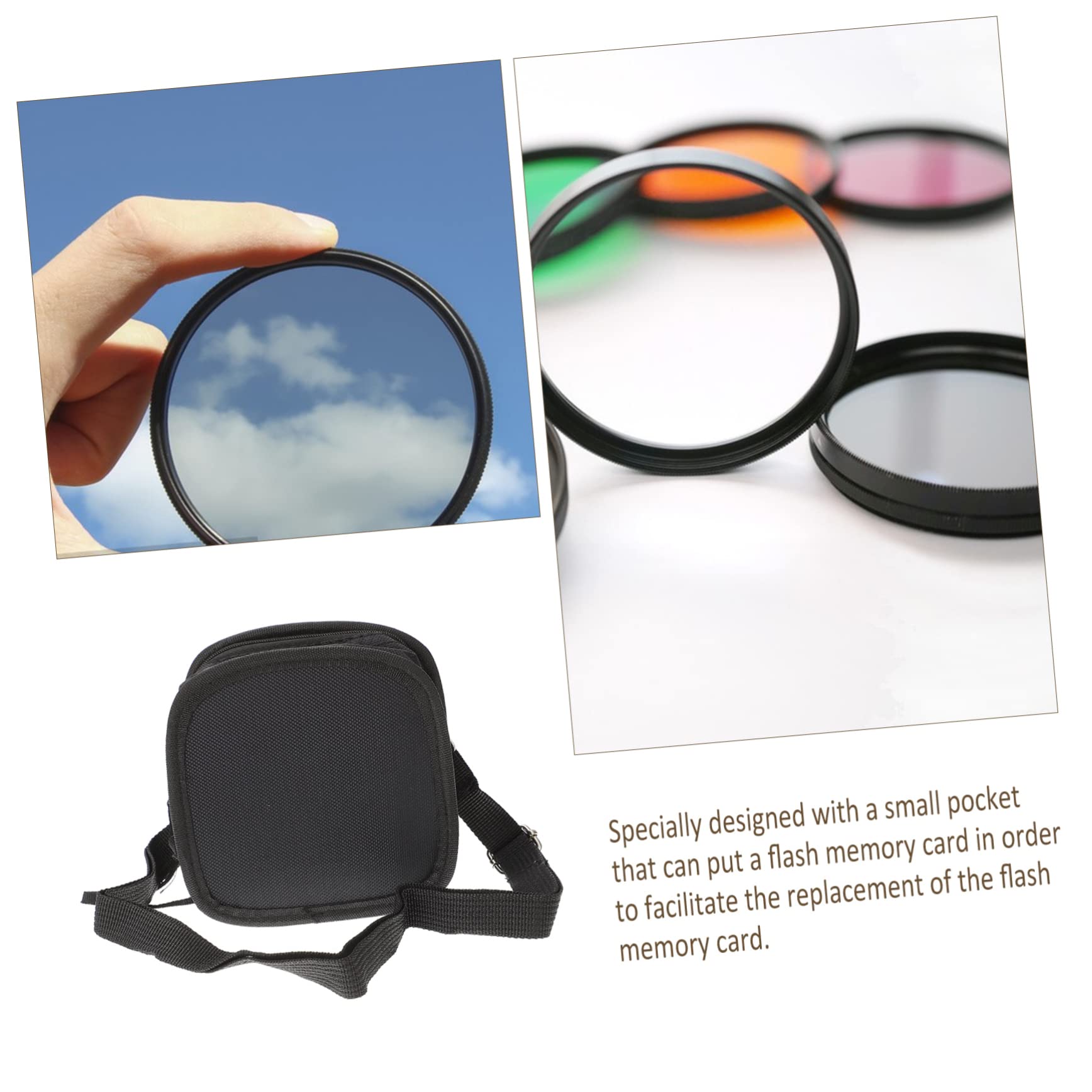 Angoily Photography Filter Holder Camera Filter Bag Fasten Strap Memory Card Pocket