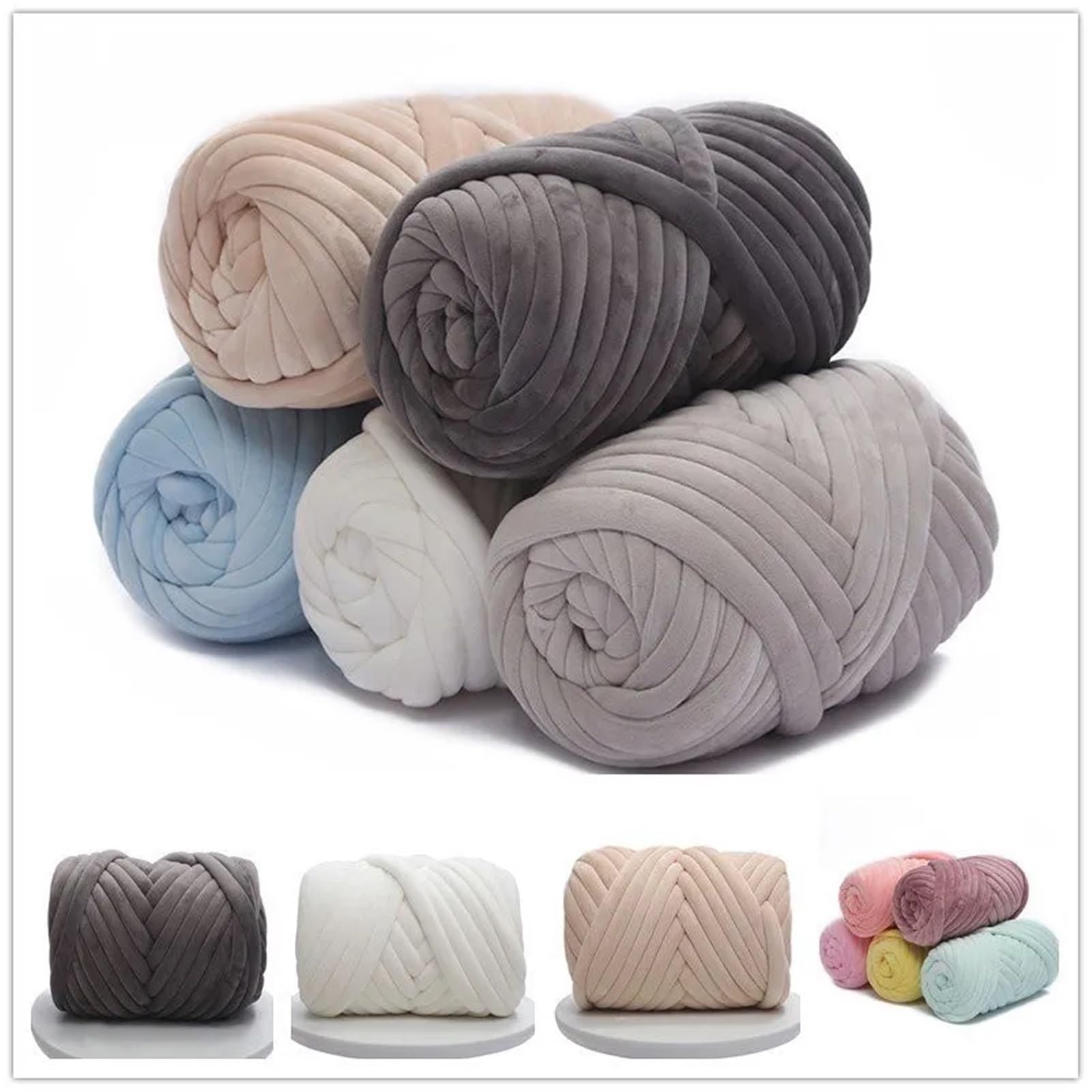 Hilo grueso Hilo súper grueso de 1KG, bolsa blanca hilo gigante voluminoso for tejer a mano, manta grande y suave for brazo DIY(29)