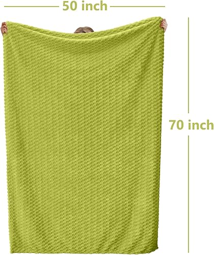 Miniatura 4 de Vessia - Manta de franela de forro polar (50x70 pulgadas), manta verde con textura 3D jacquard, suave y cálida para sofá, cama, silla, 300 GSM,