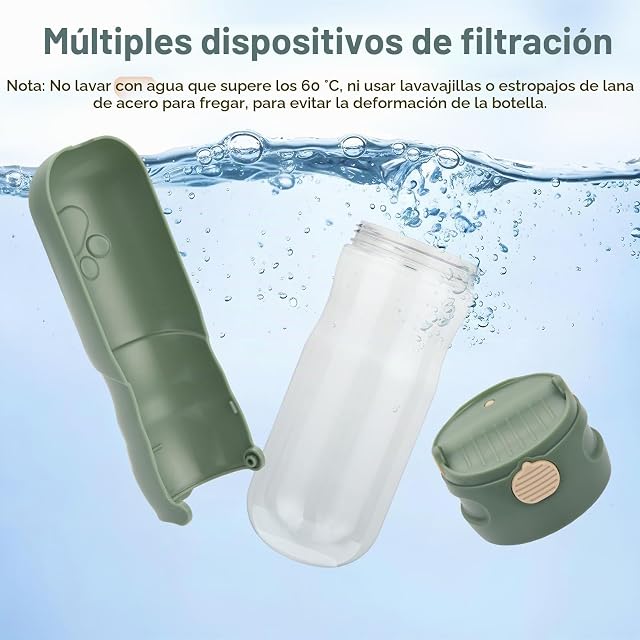 Foto 5 de 7 de OTraki 520ML Bebedero Perro Portatil, 180° Plegable Botella Pipi Perros