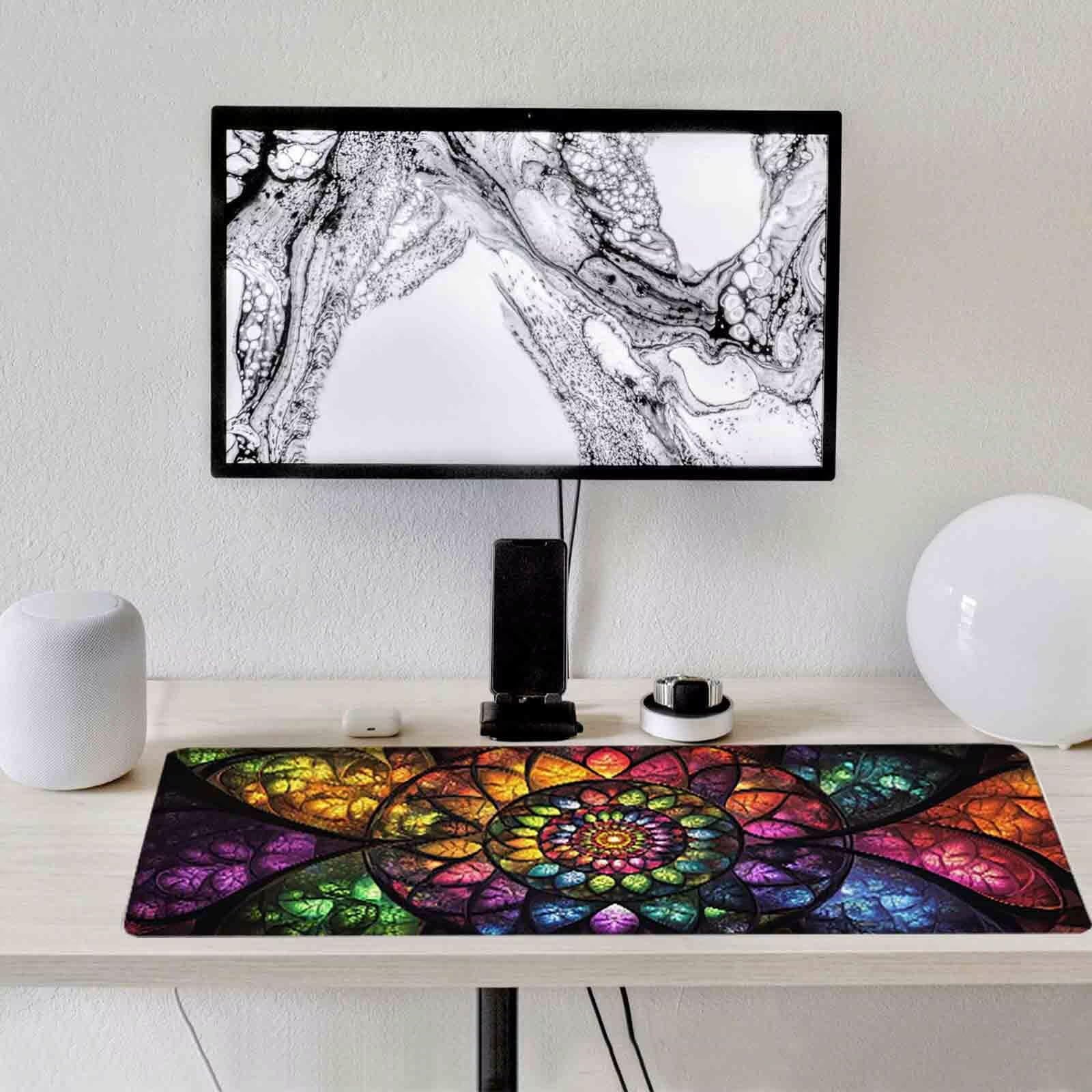 Kolorowa podkładka pod mysz geometria XXL podkładka pod mysz 1000 x 500 mm podkładka pod mysz ze zszytymi krawędziami i gumową podstawą antypoślizgowa podkładka pod mysz XXL do komputera, laptopa