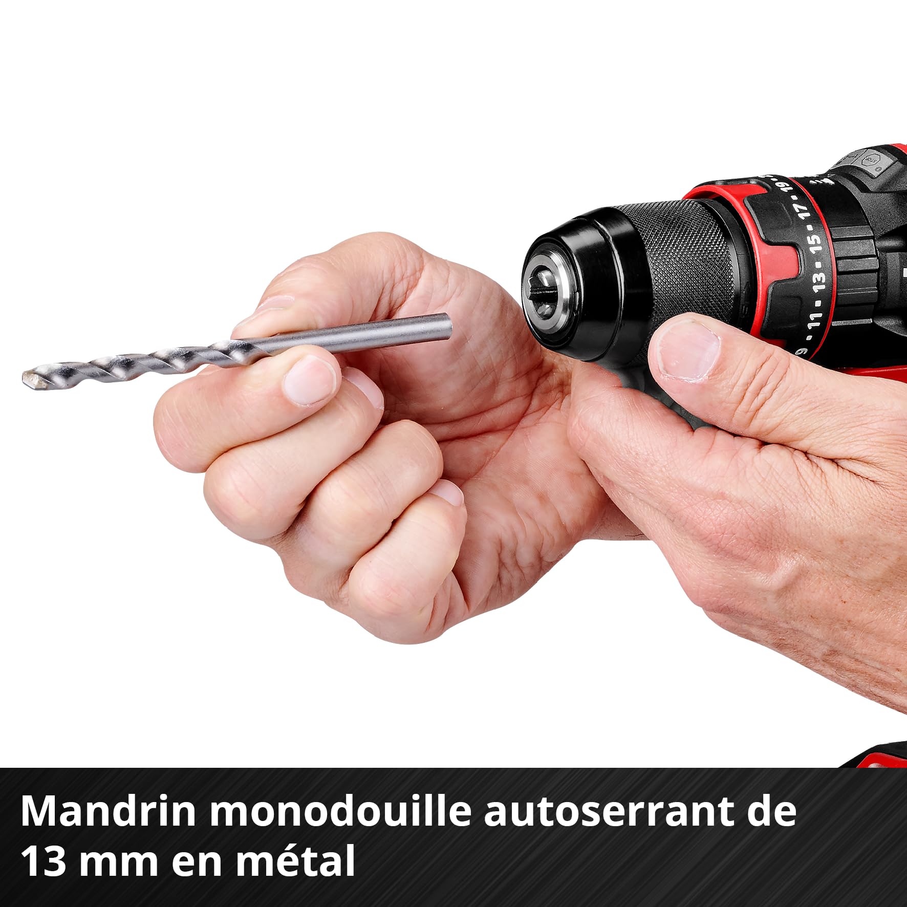Einhell Perceuse-visseuse à percussion sans fil TE-CD 18/44 Li-i (1 x 2,5 Ah) Power X-Change (18 V, 44 Nm, perçage à percussion, mandrin métallique 13 mm, 2 vitesses, avec batterie 2,5 Ah et chargeur)