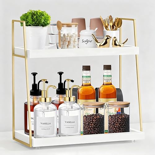 Coffee Bar Organizer for Countertop, Multifunctional Coffee Station Organizer for