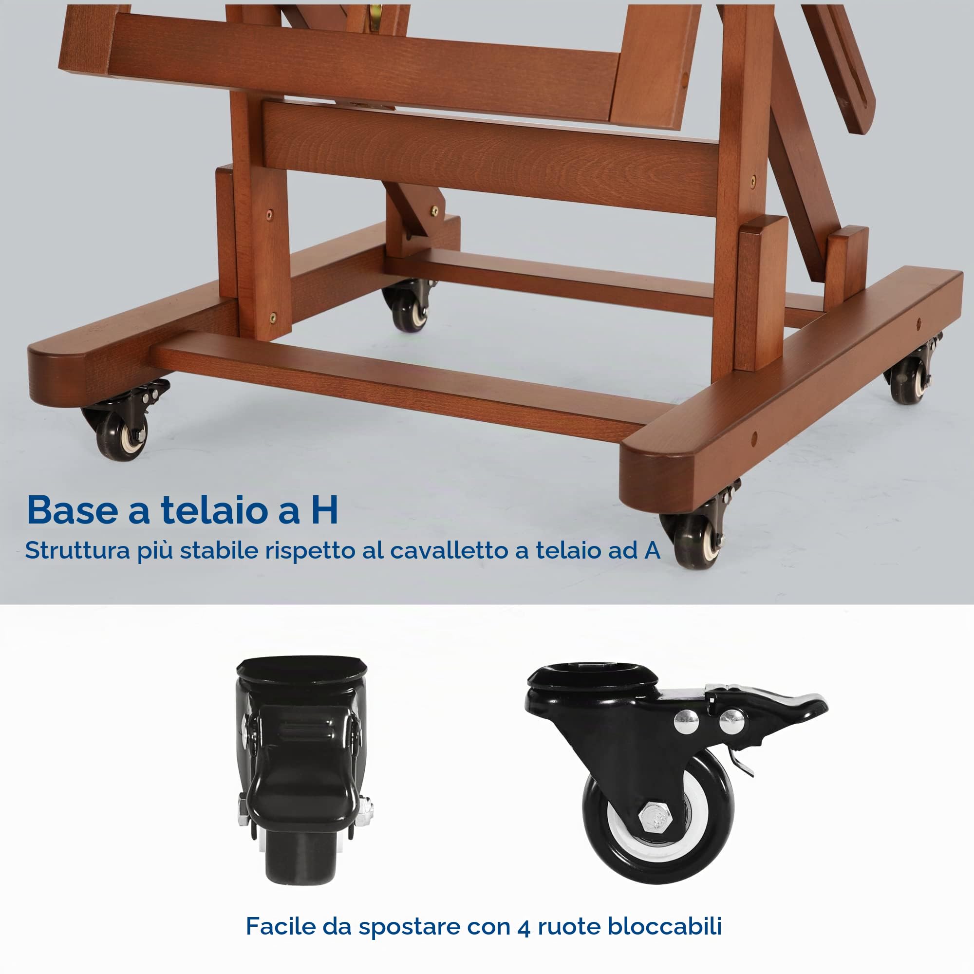 VISWIN Cavalletto a H Grande Professionale per Doppia Tela, Inclinabile all'Orizzontale, Cavalletto Regolabile Mobile in Legno di Faggio con Vassoio, Cavalletto Stabile Dipingere per Adulti, Artisti