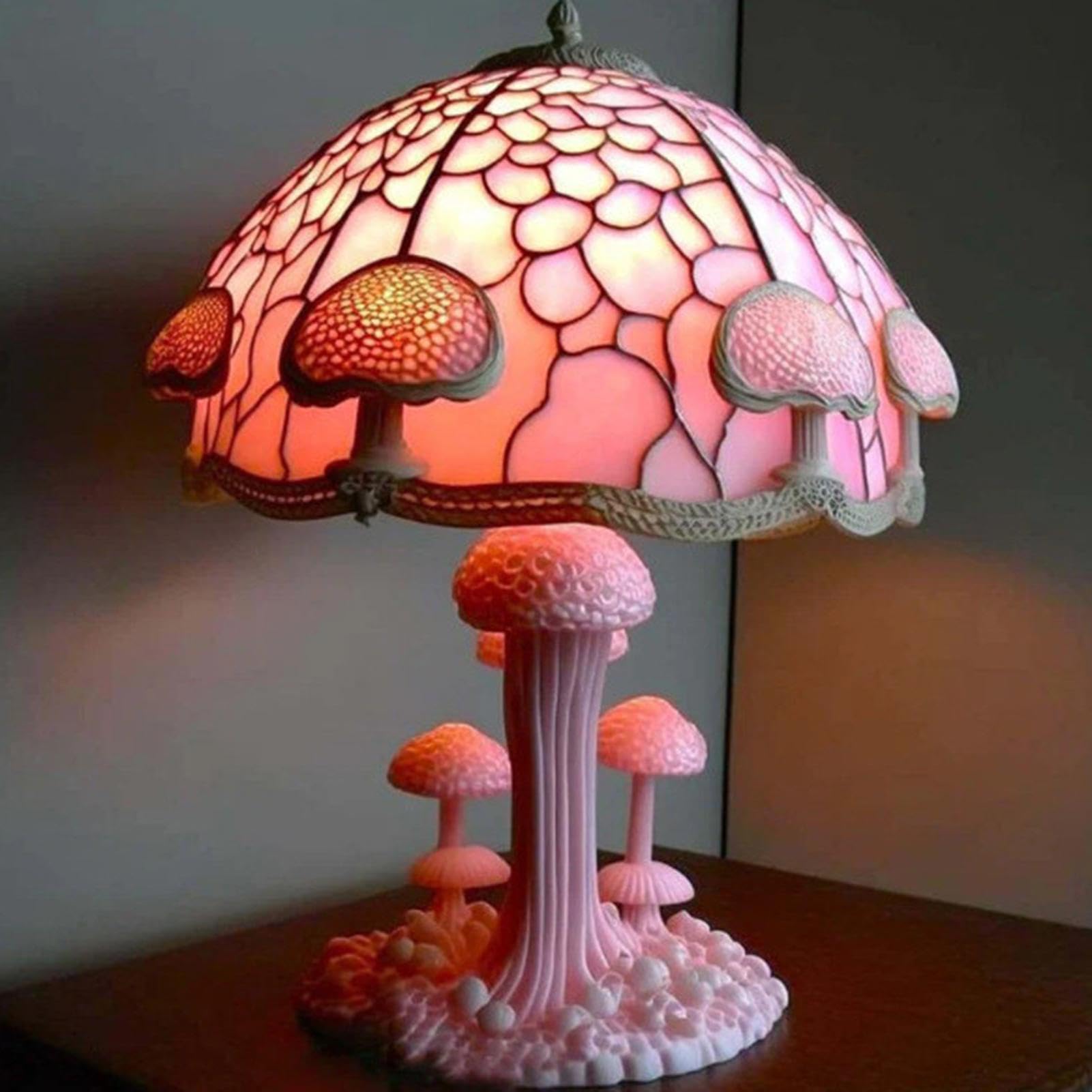 Fnaekier Mushroom Table Lamp, Stained Resin Plant Series Table Lamp, Fantasy Colorful Plants Desk Light, Desk Lamp for Kids Room, Living Room, College Dorm, Home Off-ice Birthday Gift