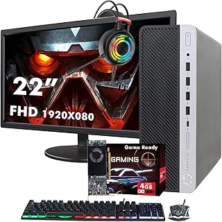 Gaming Desktop SFF PC - HP ProDesk Computer | Core i5 Up to 3.6GHz | 22" Inch FHD Monitor | 32GB RAM 1TB SSD | AMD RX 550 4G GDDR5 (HDMI) | Gaming Keyboard and Mouse| Win 10 Pro 64bit (Renewed)