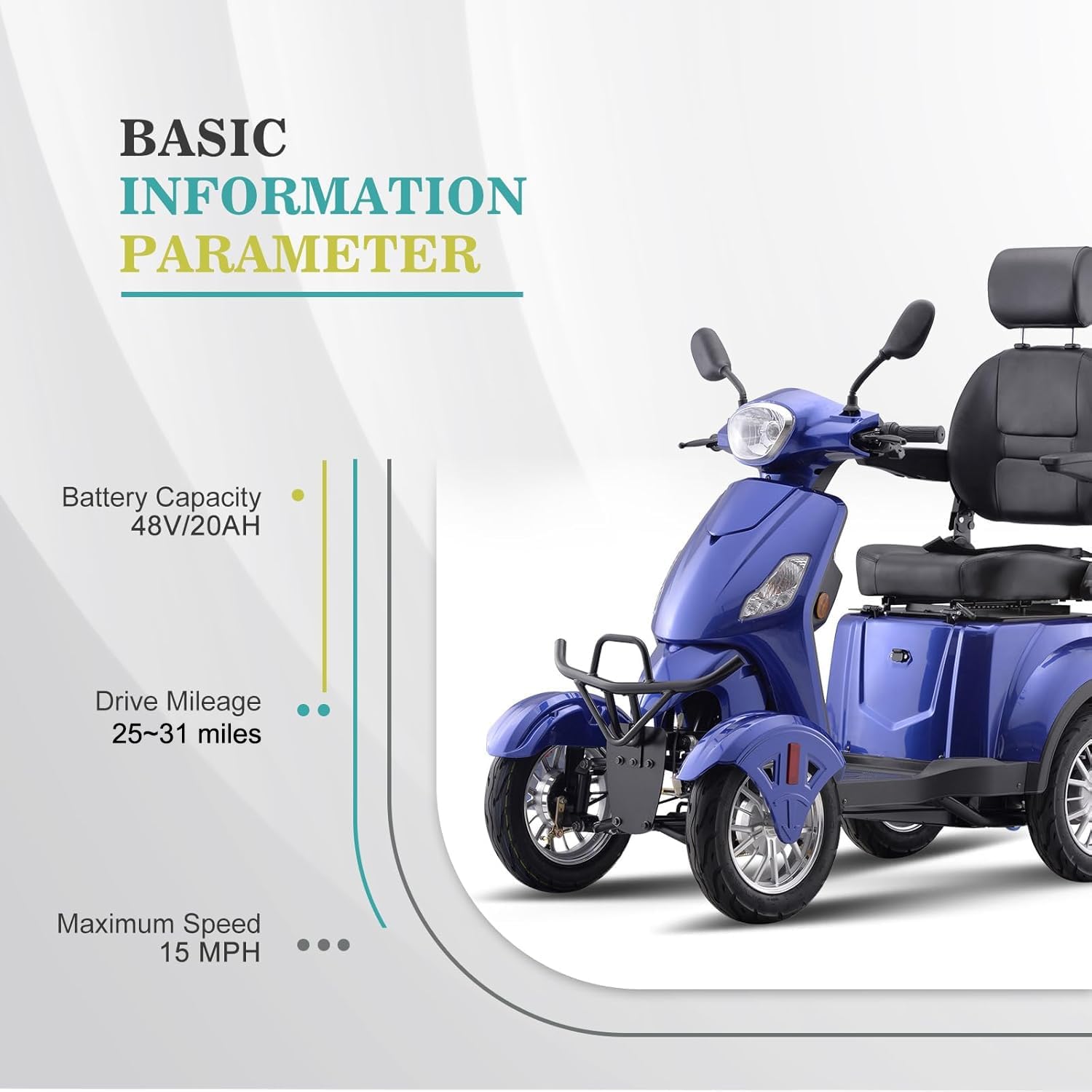 SUNDERWELL EX01 scooter basic information parameters including battery capacity, mileage, and speed