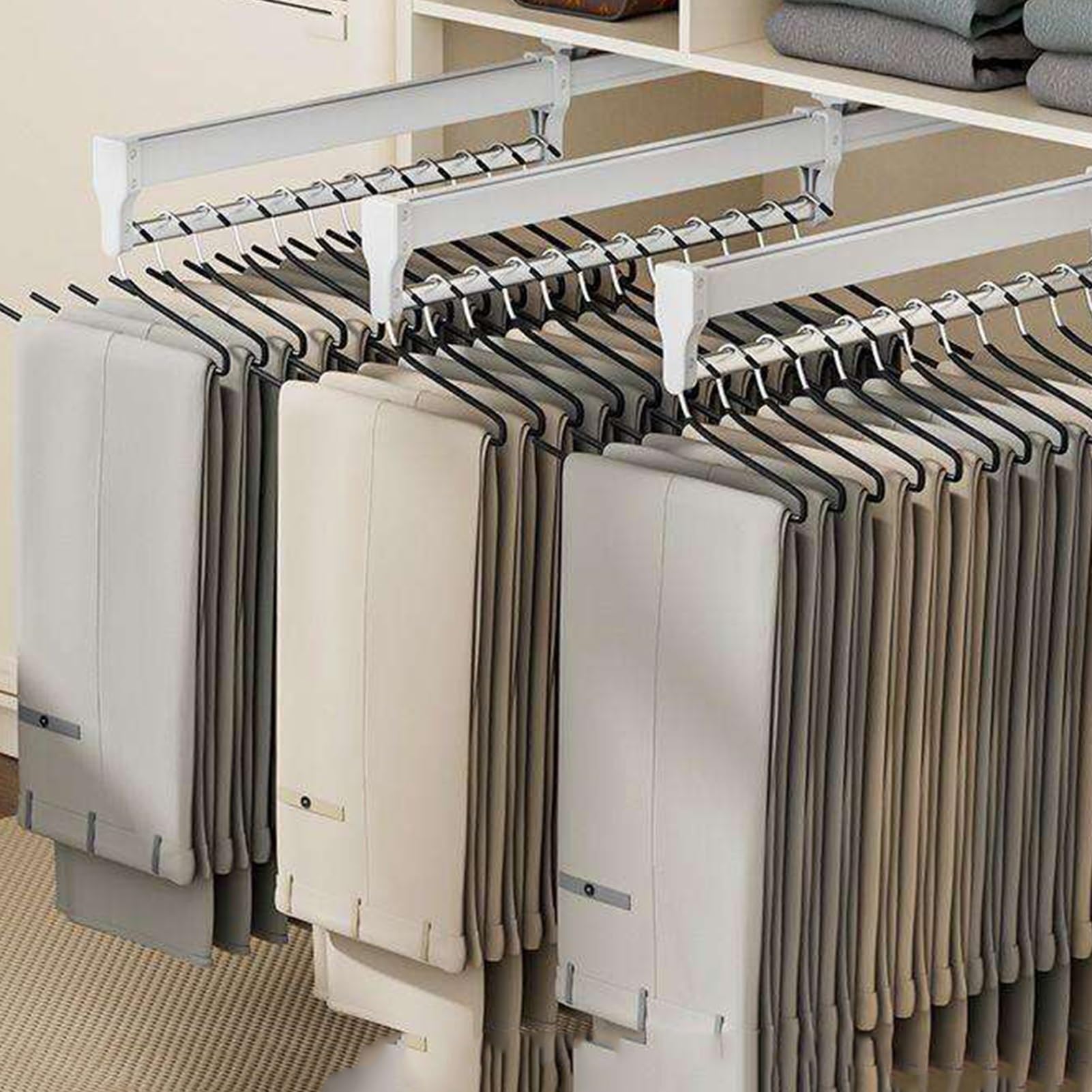 Soporte Organizador De Ropa Ajustable: Riel Organizador De Armario For Pantalones Y Abrigos, Barra Extraíble De 40-60 Cm, Colgador De Armario(White,500MM/19.7INCH)