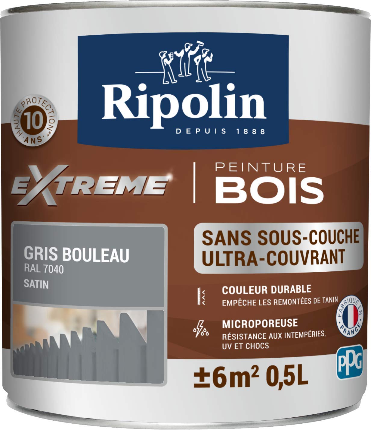 Ripolin Peinture Pour Bois Interieur Exterieur Sans Sous Couche Couleur Durable Resiste Aux Intemperies Uv Et Chocs Protege Et Magnifie Lessivable Satin 0 5l Gris Bouleau Amazon Fr Bricolage