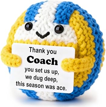 Volleyball Coach Gifts, Handmade Crochet Volleyball with Thank You Coach Sign, Teacher Appreciation Week Gift, End of Season Thank You Present for Coach
