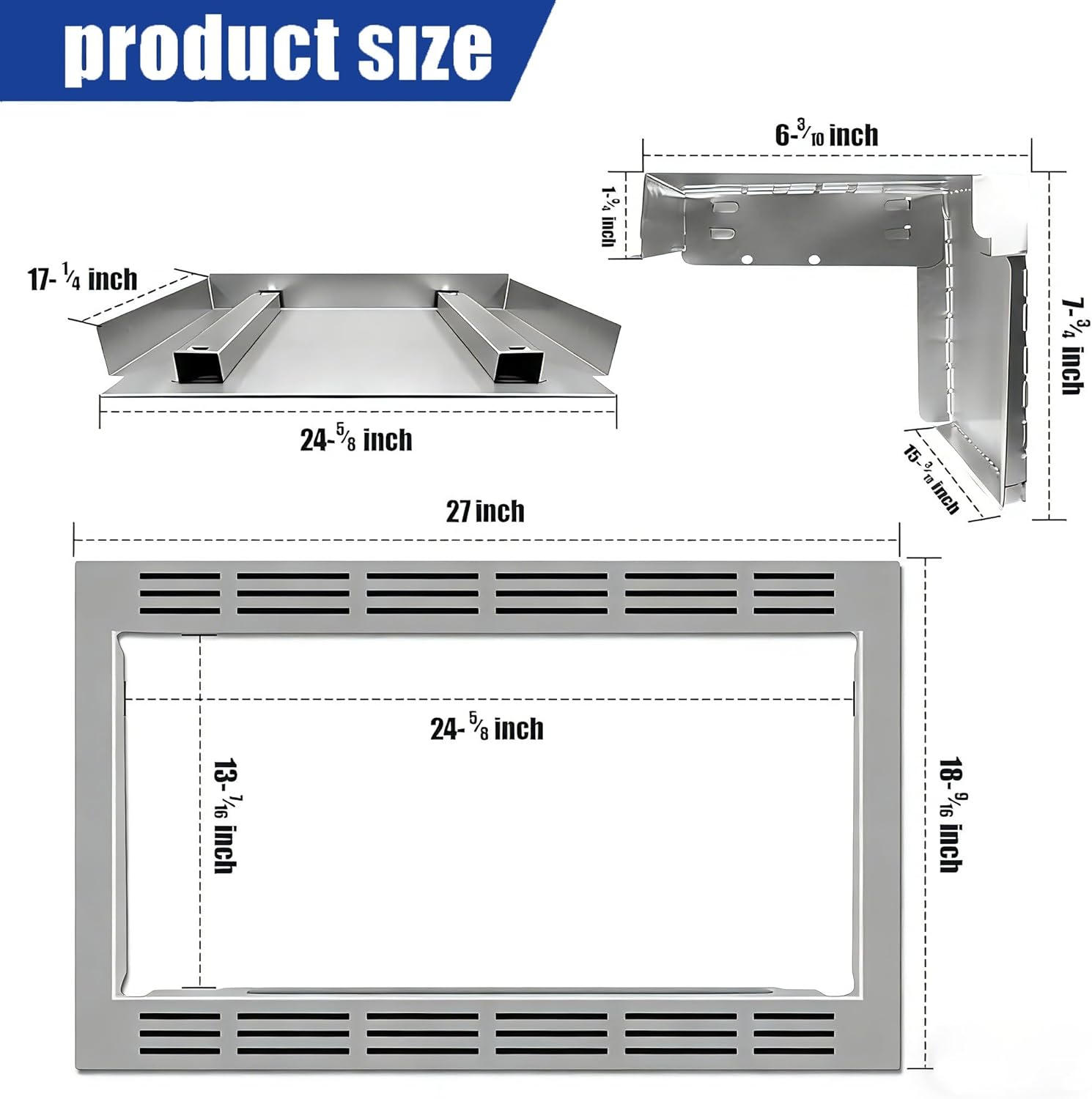 NN-TK922SS 27-inch Microwave Trim Kit, Stainless Steel Microwave Trim Kit Compatible with 2.2 cu ft Panasonic Microwave Ovens NN-SD9S, NN-SE9S, NN-ST9S, NN-SN9S Series