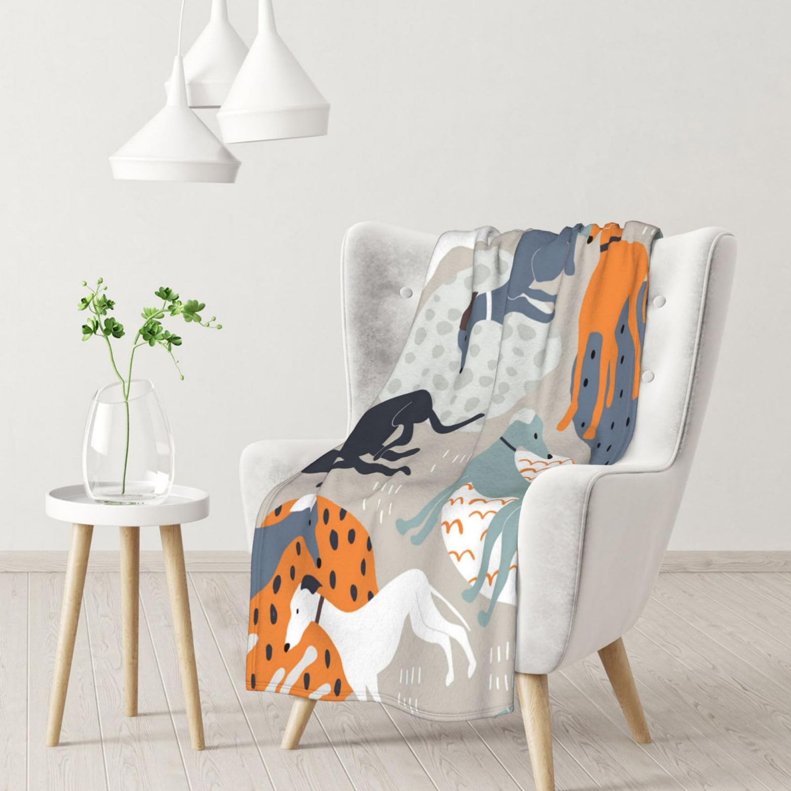Yofien Black Greyhounds Cuteflannel Throw Fluffy Blanket For Couch, Soft Cozy Blankets