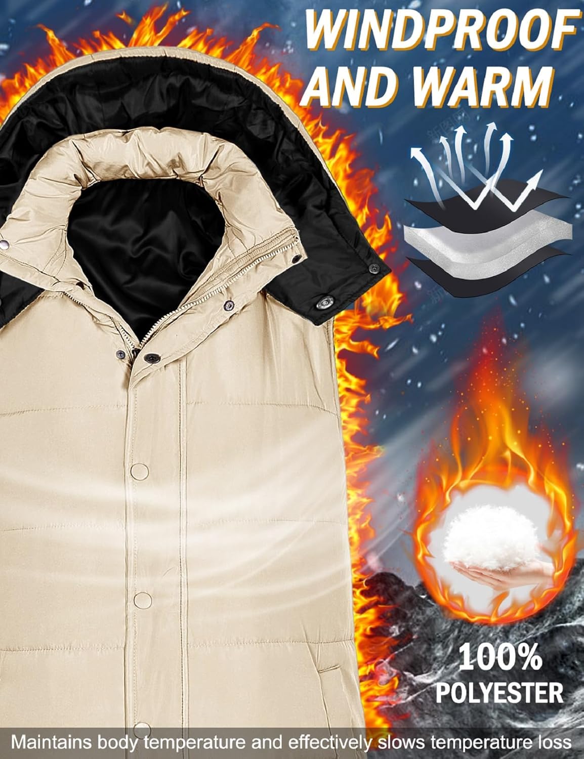 Long Puffer Vest Women With Hood Sleeveless Down Vest Warm Jacket Winter Coat With Pockets - Image 4