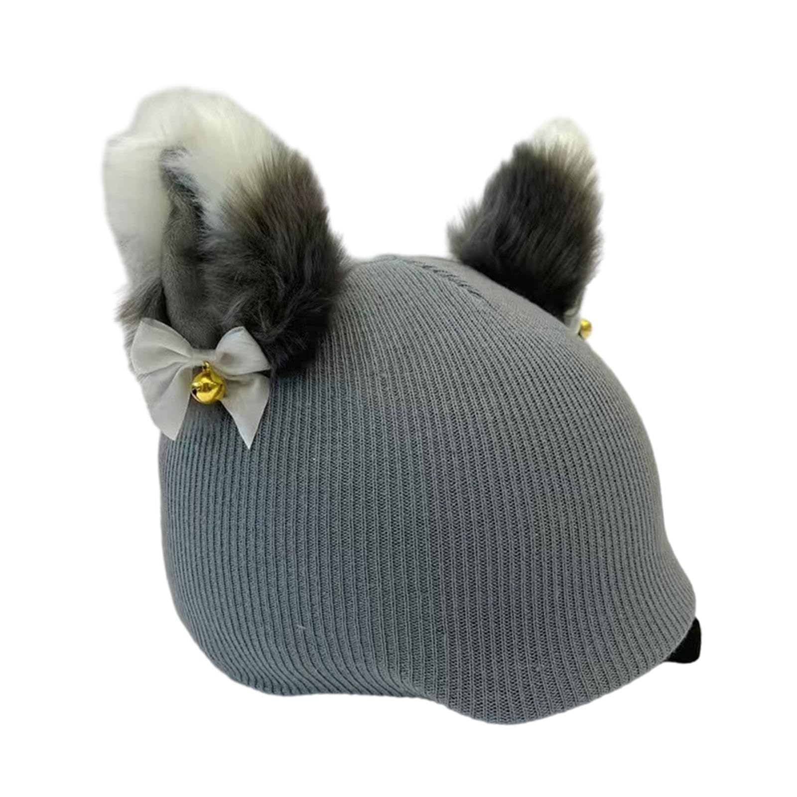 Pokrowiec na kask narciarski śnieg ochraniacz kreatywny sporty zimowe kask narciarski dekoracja szary kotek, szary kot, 55-62 cm