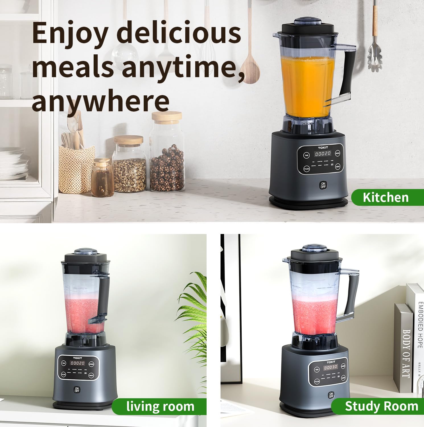 TOKIT 8-IN-1 Frullatore 2000ML, Blender Pro Metallo1400W con Touch LCD e 8 Menu e 9 Velocità per Smoothie, Tritare Verdure e Preparare Bevande Ghiacciate