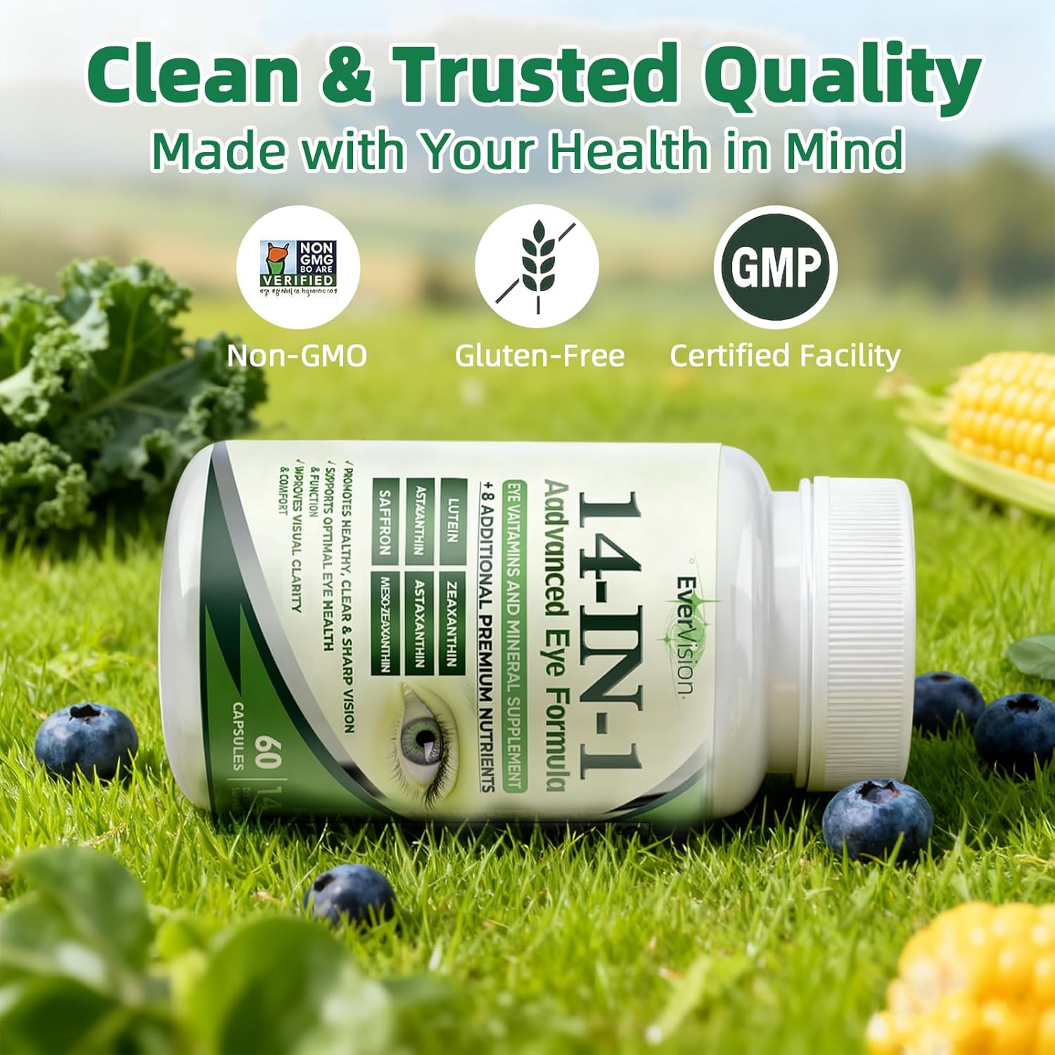 Evervision 14 in 1 Advanced Eye Formula, Eye Vitamin and Mineral Supplement, 60 Capsules (1PCS) - Image 4