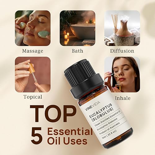 Miniatura 2 de VINEVIDA Aceite esencial de eucalipto de 4 onzas  Aceite de eucalipto sin diluir 4 onzas  Aroma de aceite de vela de eucalipto  Aromas de velas de