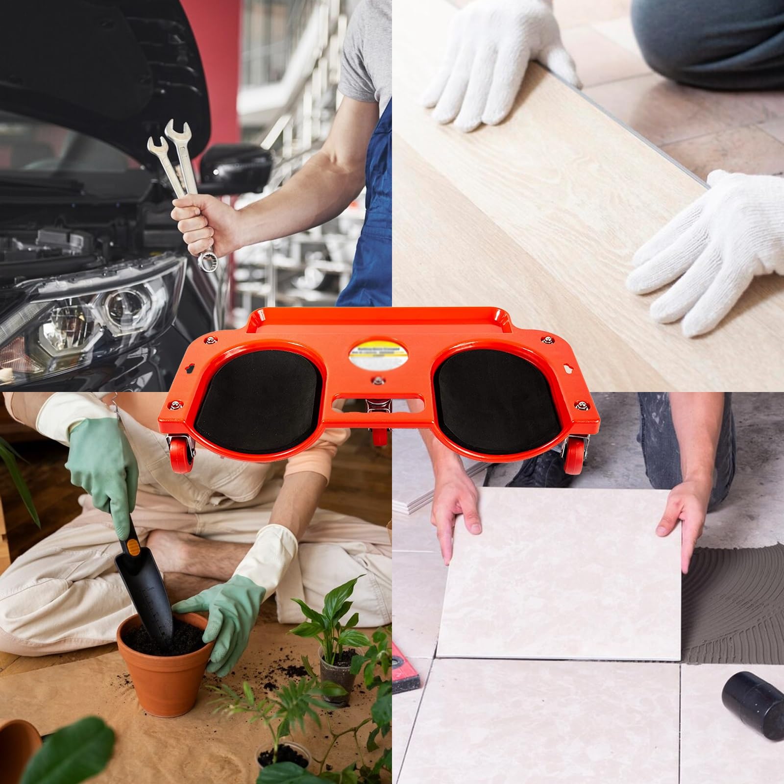 Rolling Knee con Portautensili Ginocchiere da Lavoro Facile da Usare E Forte capacità di Carico Adatta per Piastrellatura Riparazione Auto Manutenzione Giardinaggio