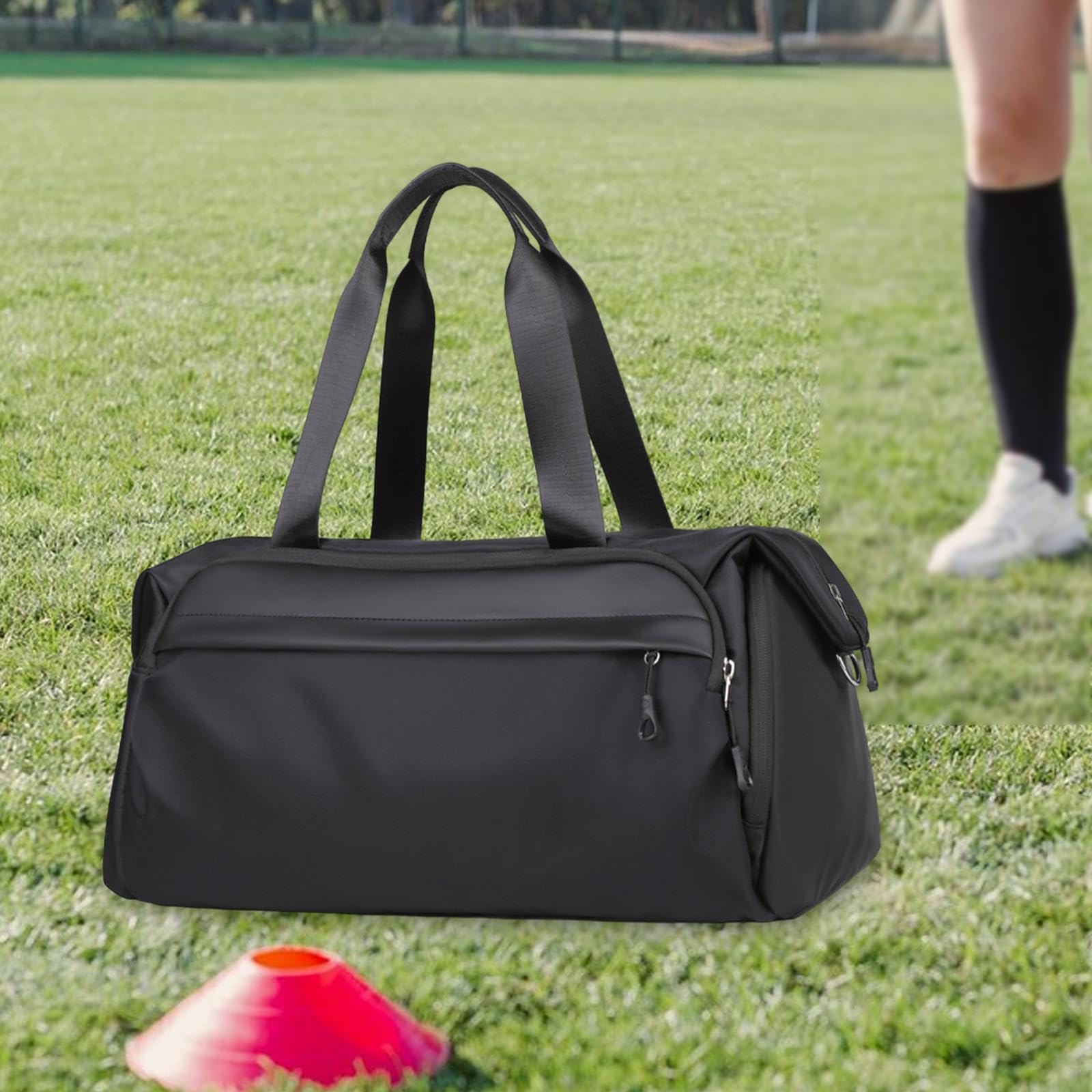 Sport-Sporttasche, Reisetasche mit Nassfach, praktische, tragbare Handtasche, leicht, mit Schuhfach für Ausflüge ins Fitnessstudio, Schwarz
