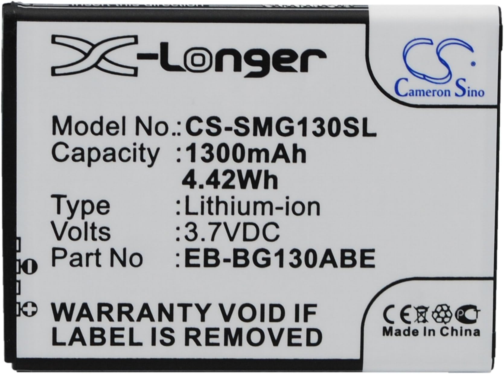 1300mAh / 4.81Wh Replacement Battery for Samsung Galaxy Young 2