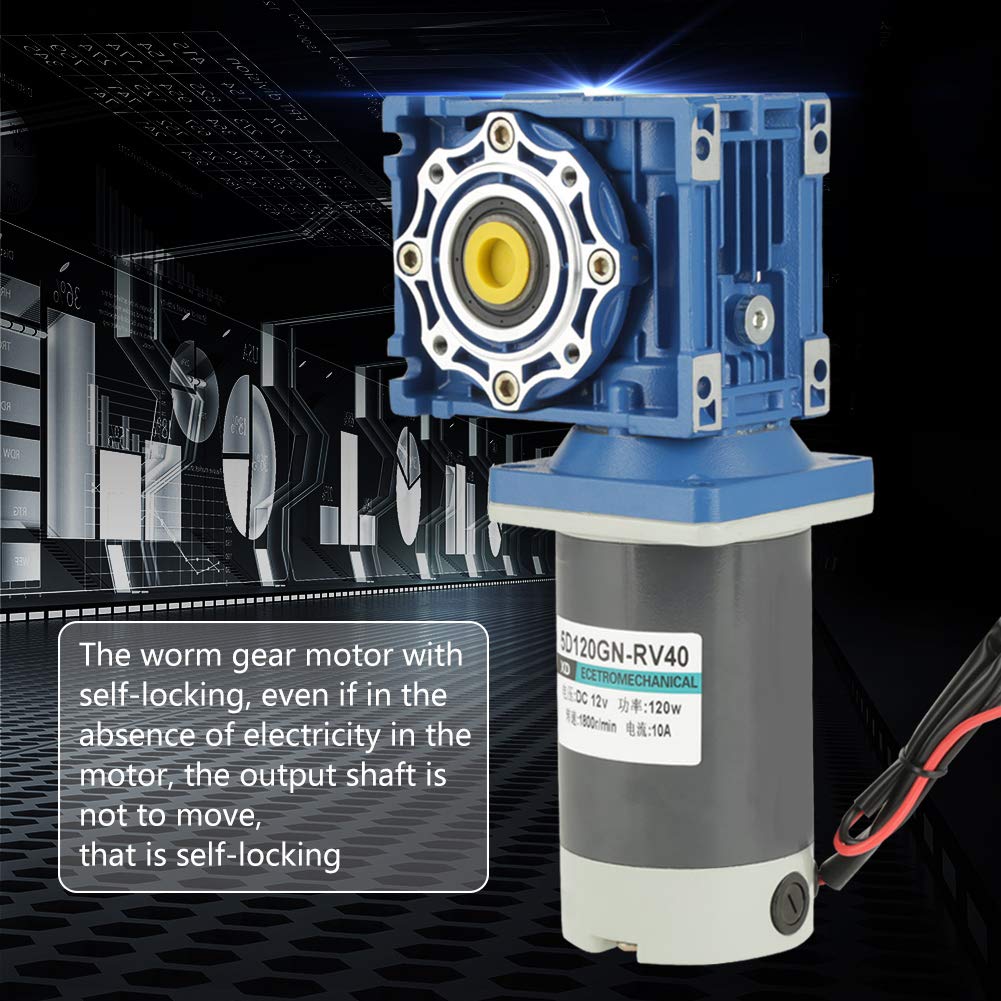 Silnik z przekładnią ślimakową 12 V / 24 V DC, 120 W RV40 Silnik z przekładnią ślimakową Regulowana prędkość CW/CCW z samoblokowaniem(12V)
