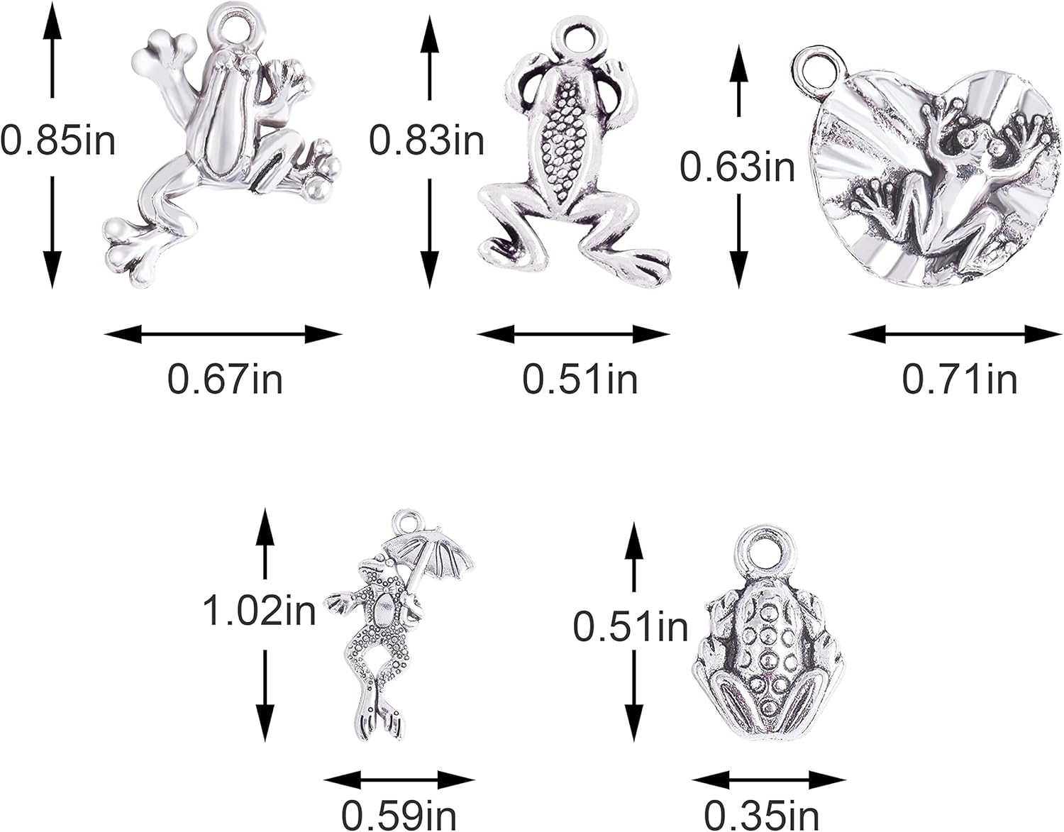 100 Pieces Frog Alloy Charm Pendant Antique Silver Frog Charm Animal Alloy Pendant for Jewelry Necklace Earring Making Crafts - Image 2